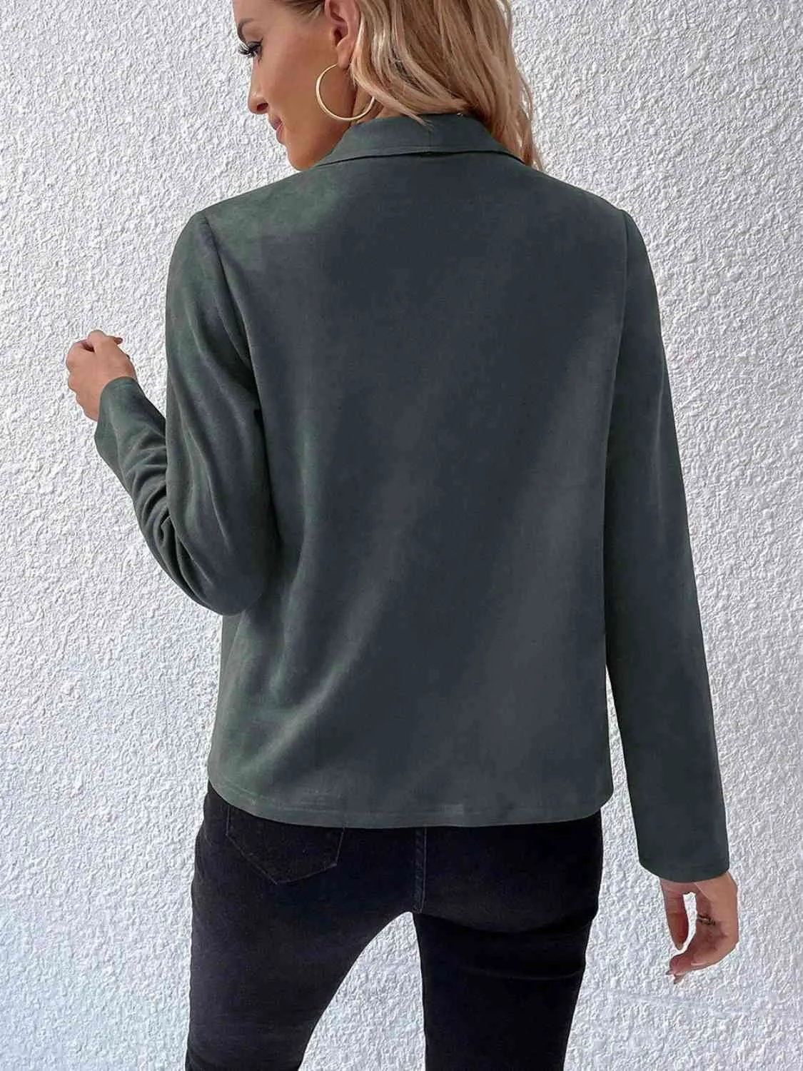 Explore More Collection - Collared Neck Long Sleeve Jacket