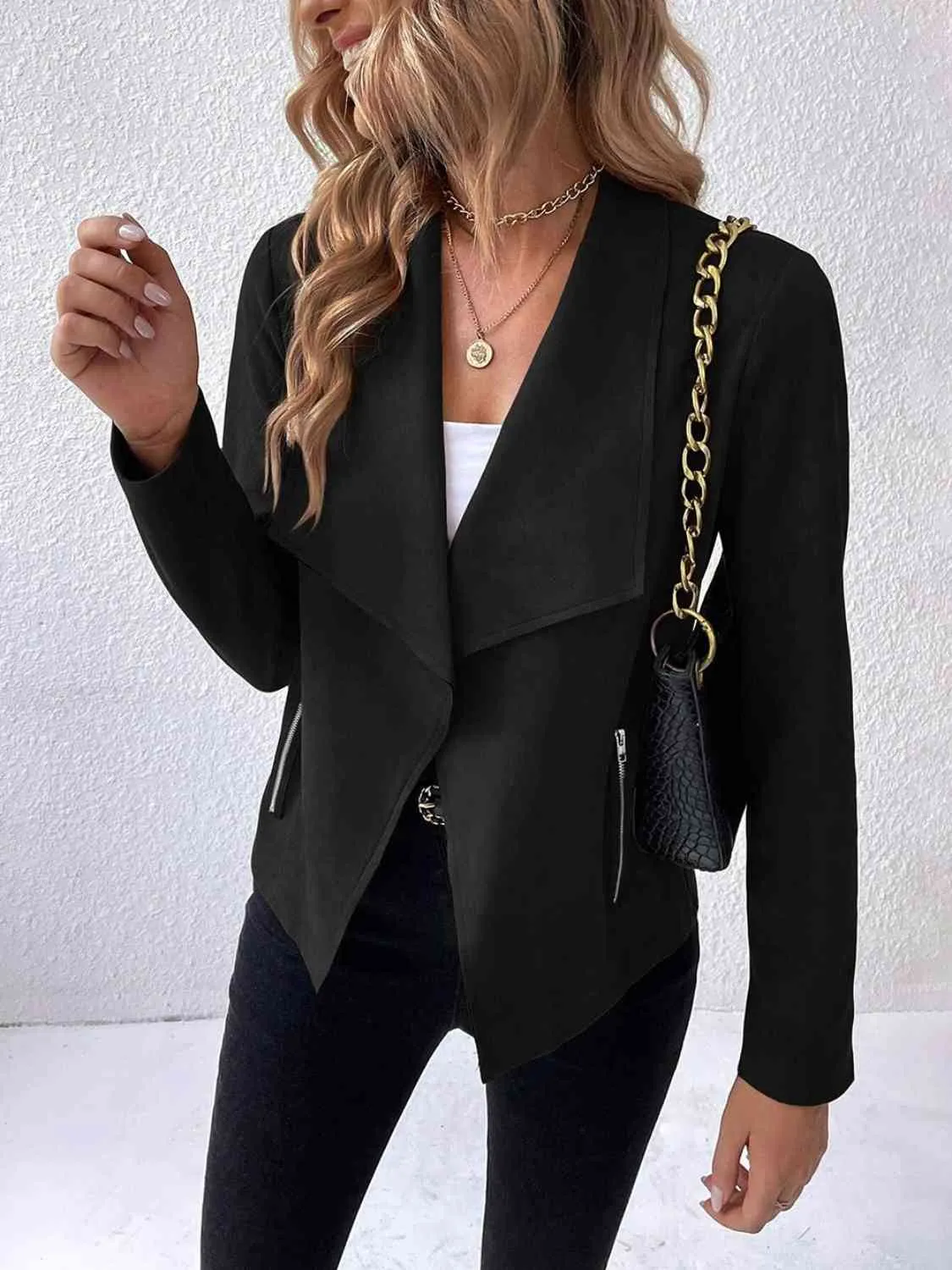 Explore More Collection - Collared Neck Long Sleeve Jacket