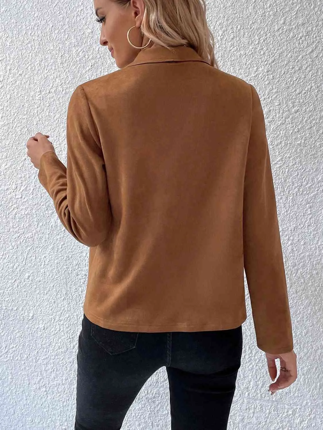 Explore More Collection - Collared Neck Long Sleeve Jacket