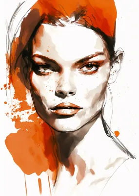 Fashion Portrait Sketch Wall Art Print #1