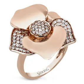 Flower Fashion Ring in 18k Gold with Diamonds