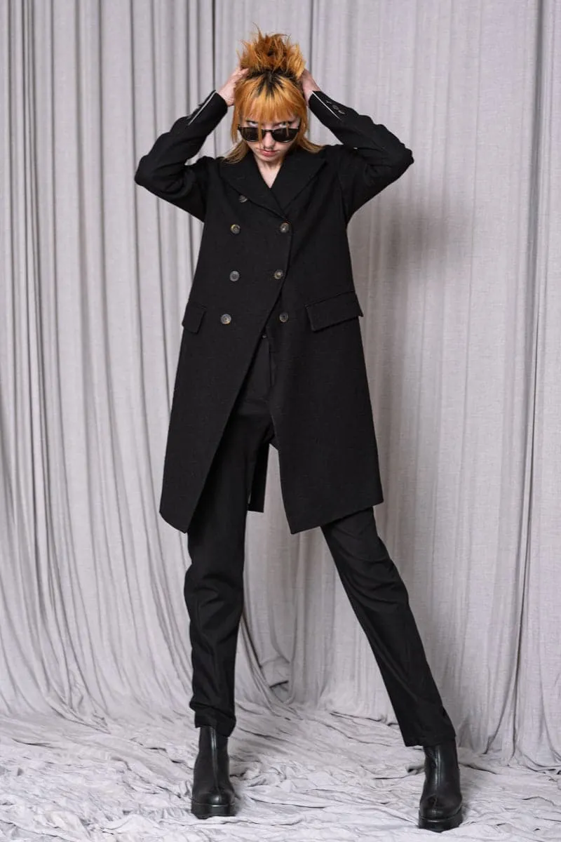 Forme d'Expression | DC041 DB Cutaway Coat | Eleganter Damen Kurzmantel in schwarz