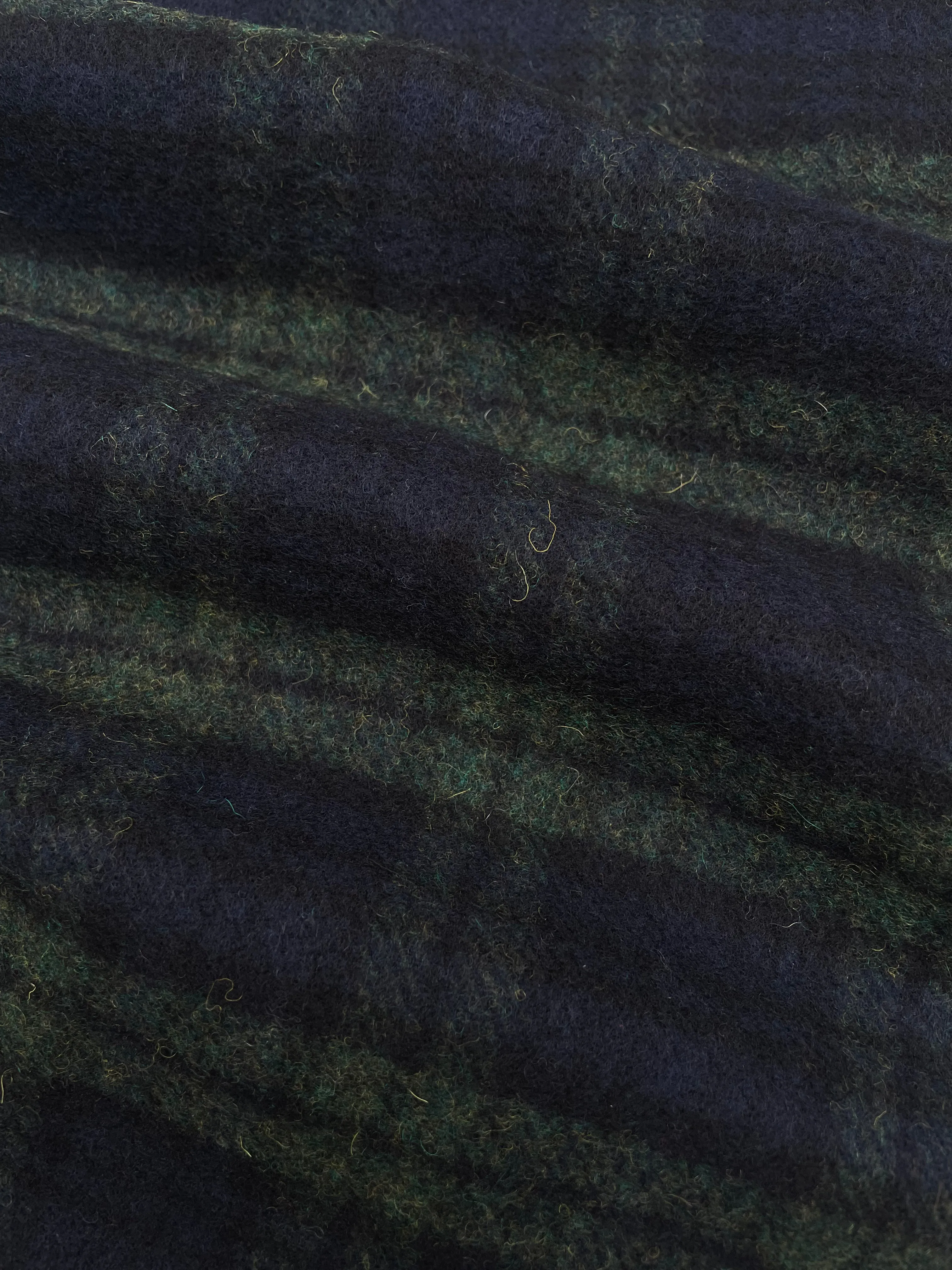 FRESH Navy Green Tartan Wool Scarf