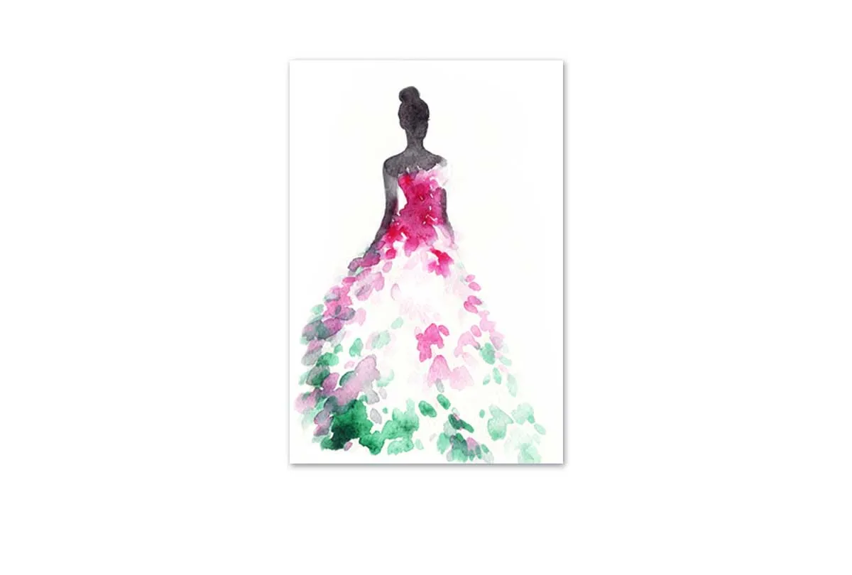 Glamorous Pink Dress | Fashion Canvas Wall Art Decor