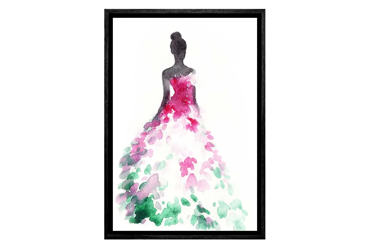 Glamorous Pink Dress | Fashion Canvas Wall Art Decor