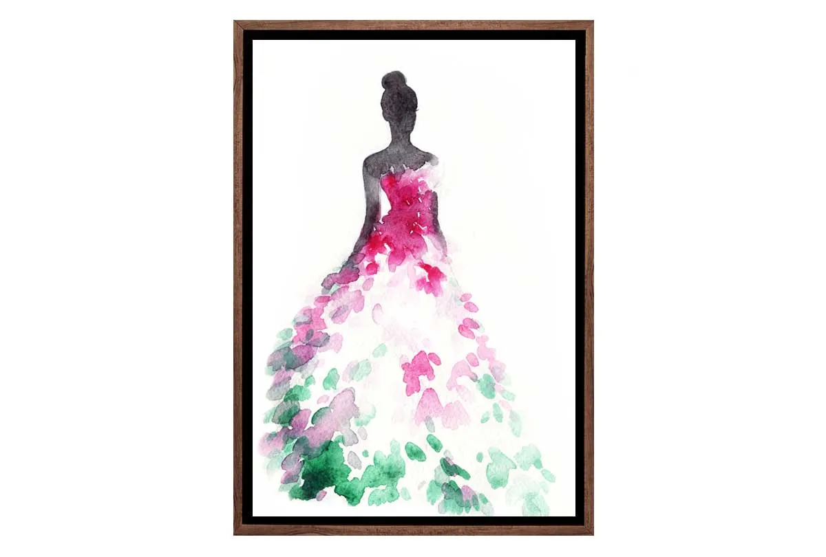 Glamorous Pink Dress | Fashion Canvas Wall Art Decor