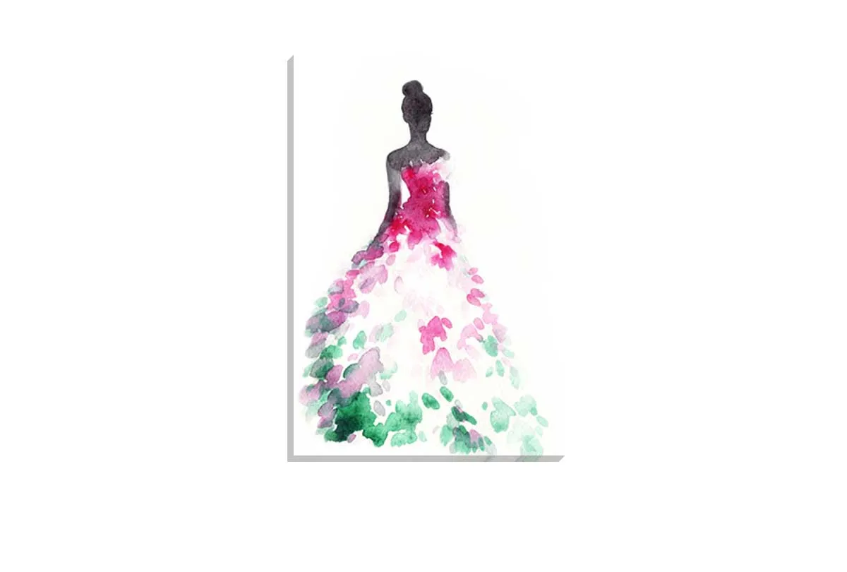 Glamorous Pink Dress | Fashion Canvas Wall Art Decor