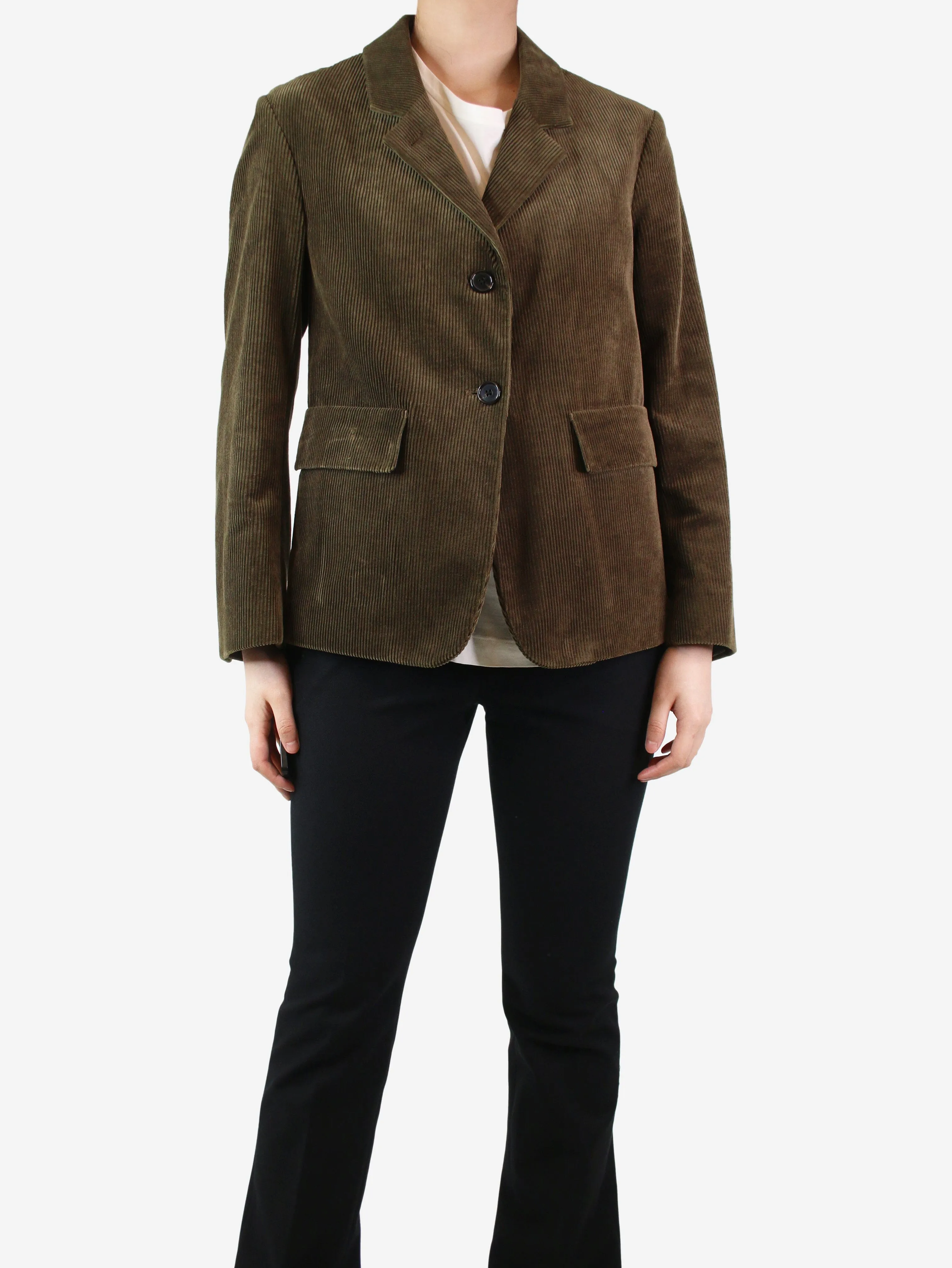 Green corduroy blazer - size UK 8