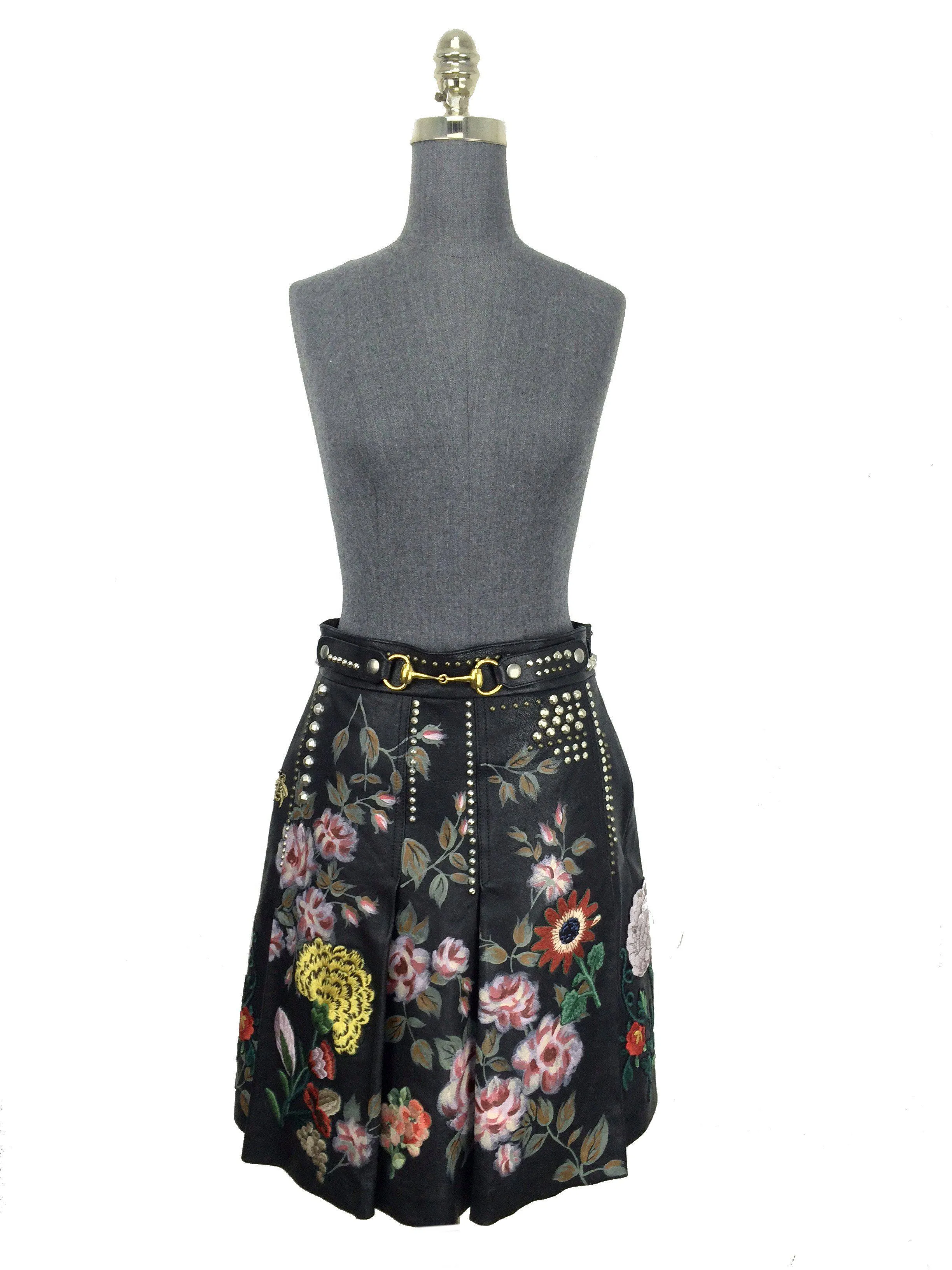 Gucci Hand-Painted Leather Skirt Size M NEW