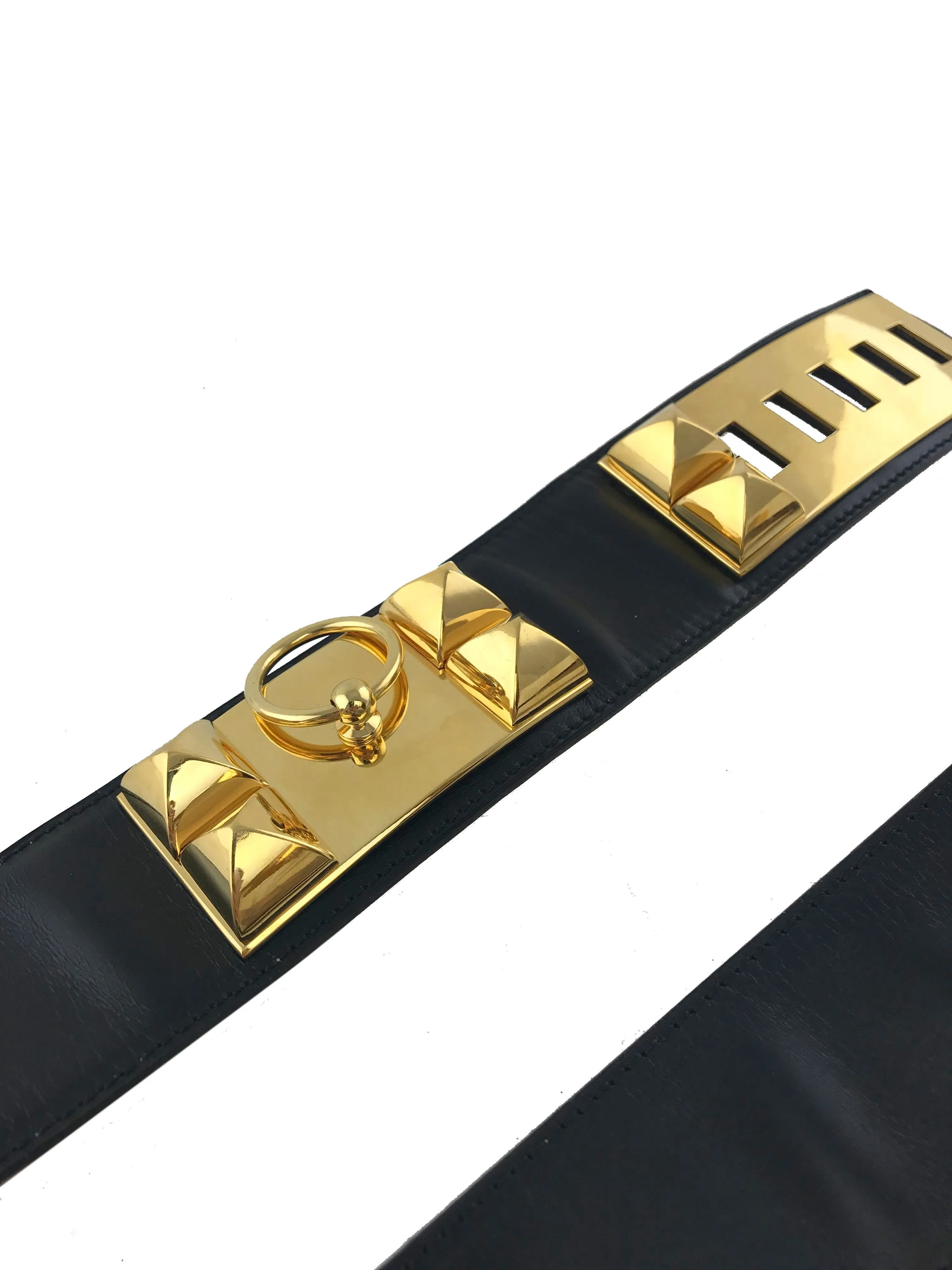 Hermes Leather Gold Plated Collier de Chien Belt Size 80