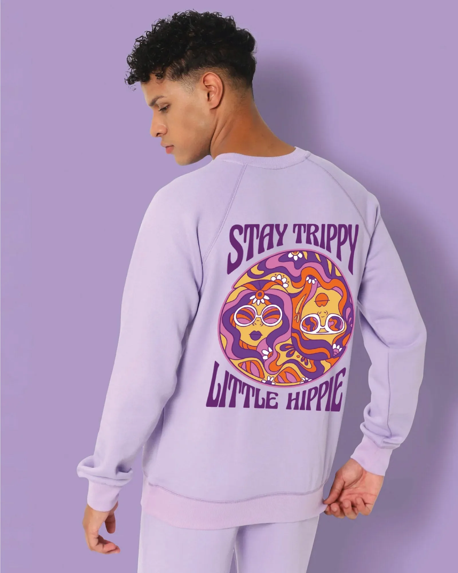 Hippie Trippy HW Crew Sweatshirt: Periwinkle