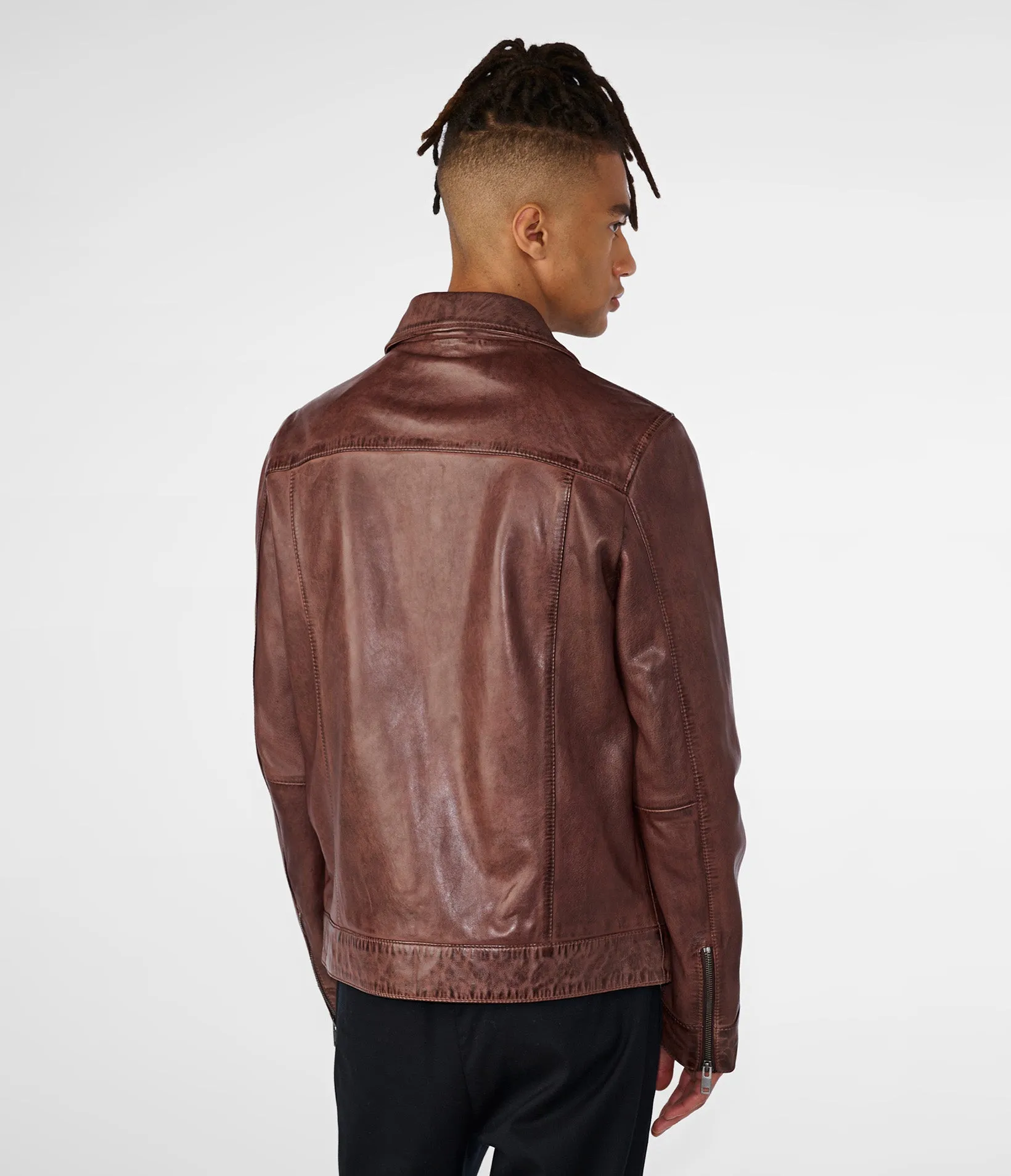 Isaac Collared Leather Jacket