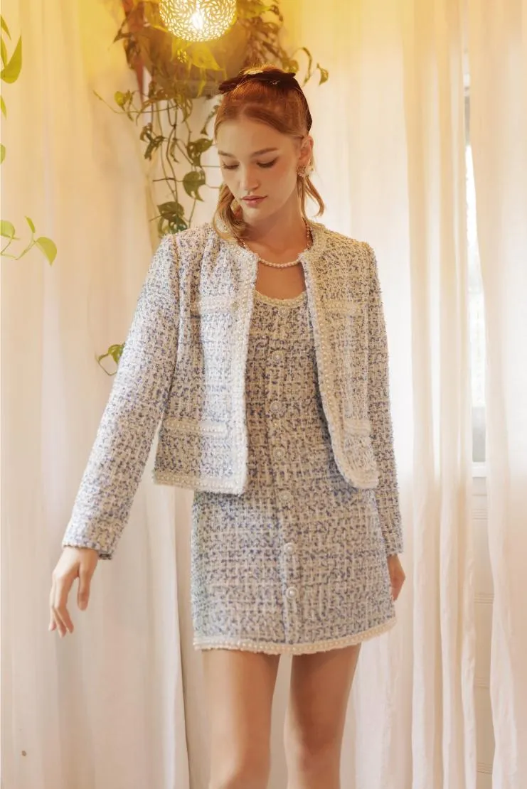 Jillian Blue & White Tweed Jacket & Shift Dress (Sold Separately)