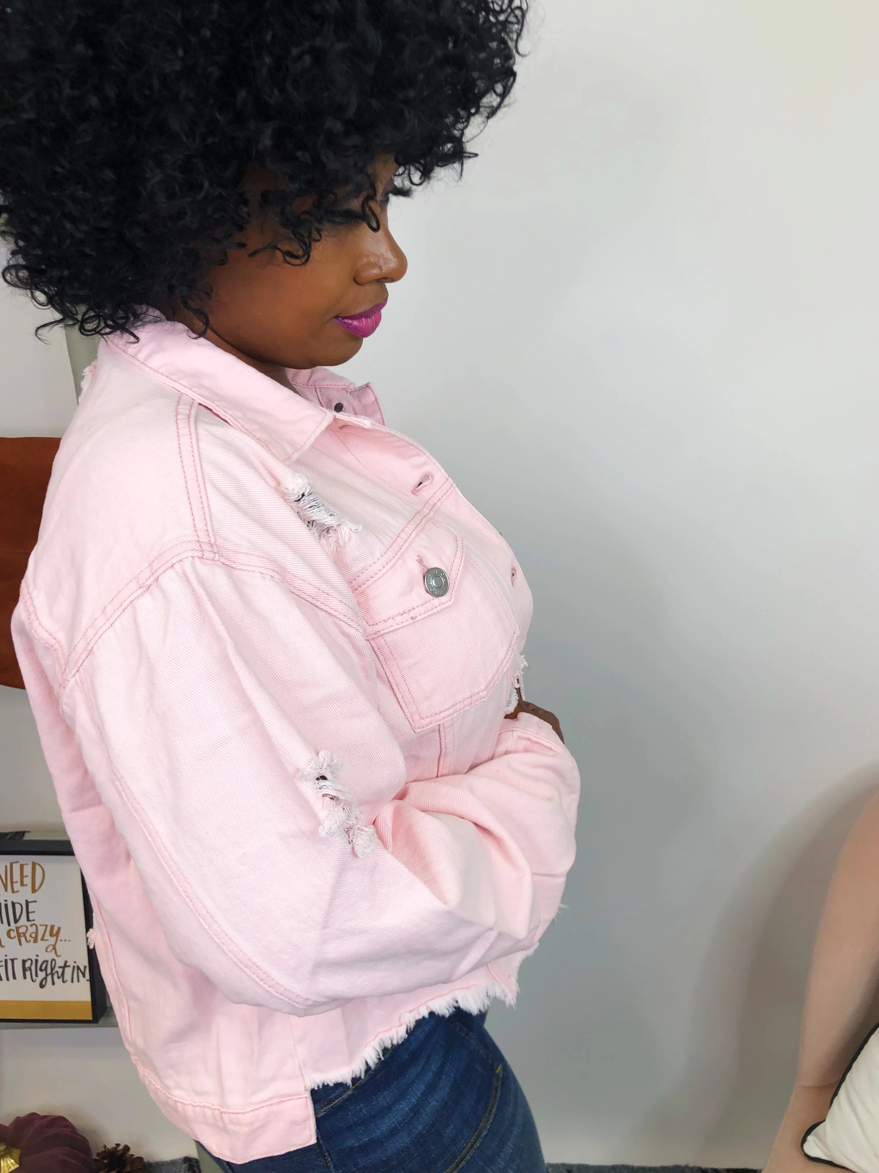 #K805 Sweet Rose And Distressed POL Jacket