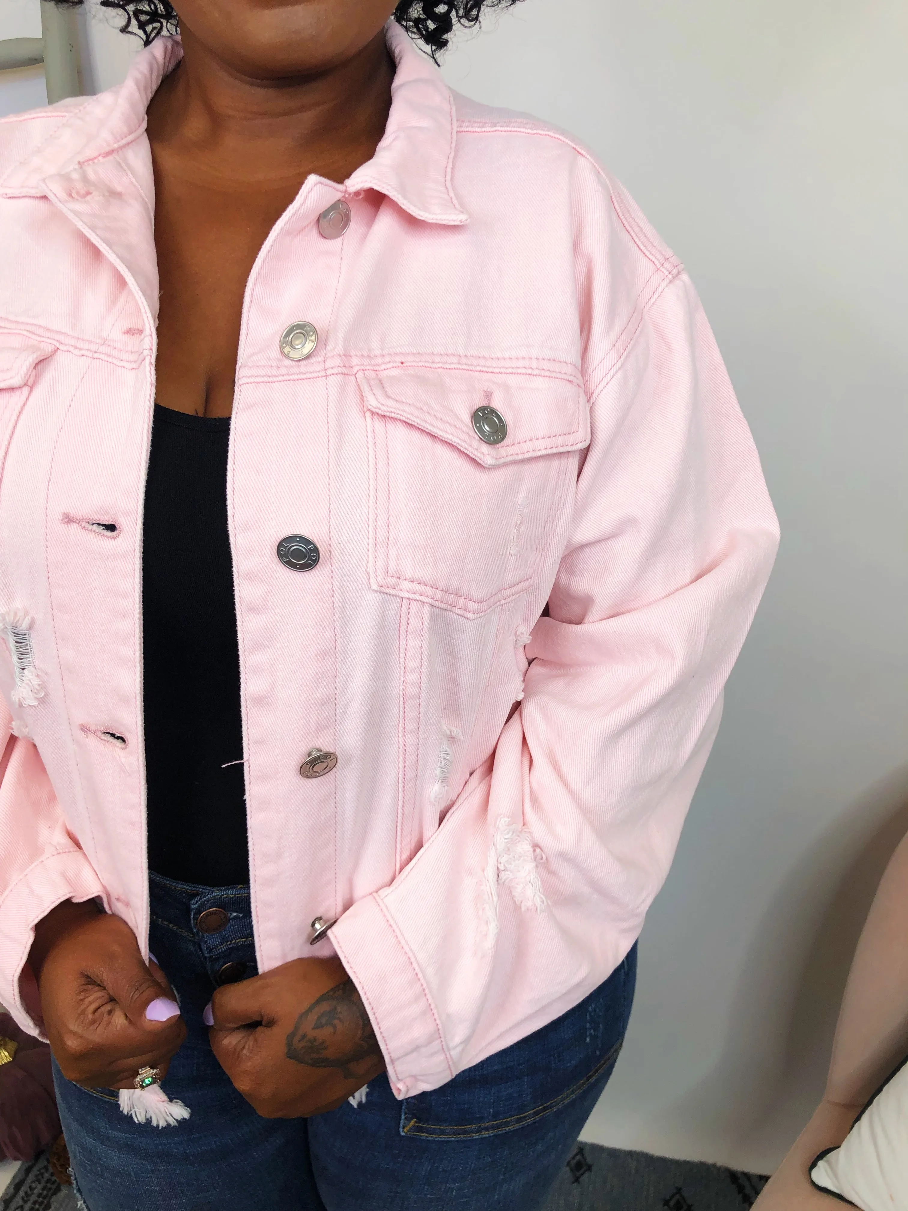 #K805 Sweet Rose And Distressed POL Jacket