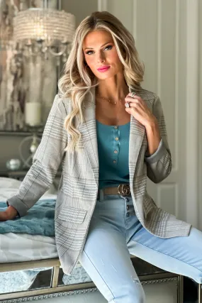 Liverpool Jill Plaid Blazer : Aqua Oatmeal