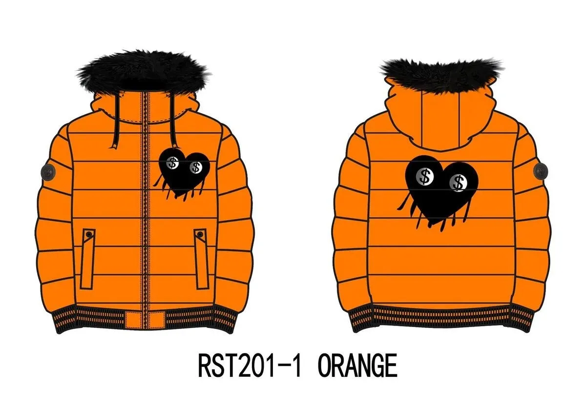 Premium Orange Love Hurts Bubble Jacket