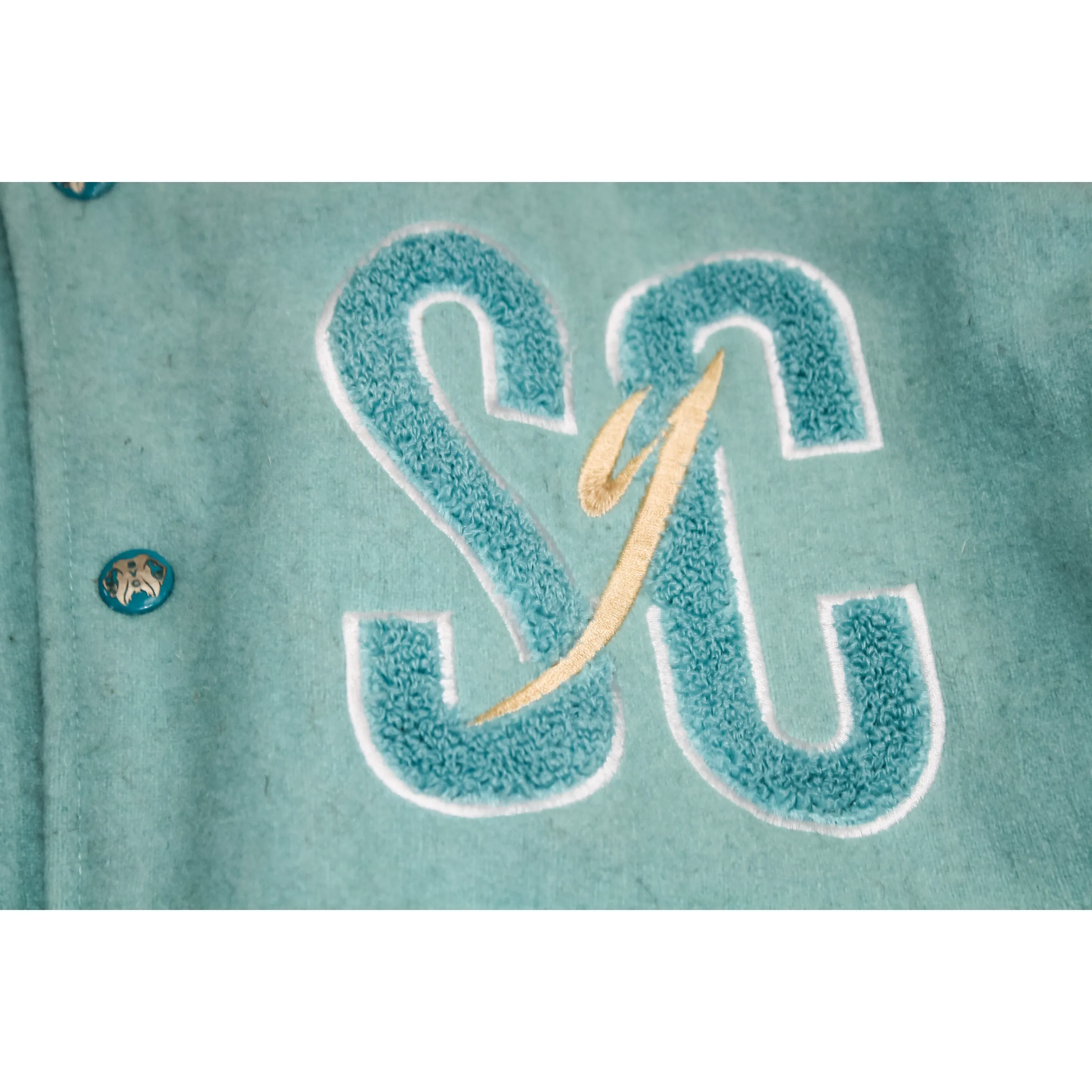 Luxury varsity jacket mens - "Cyan"