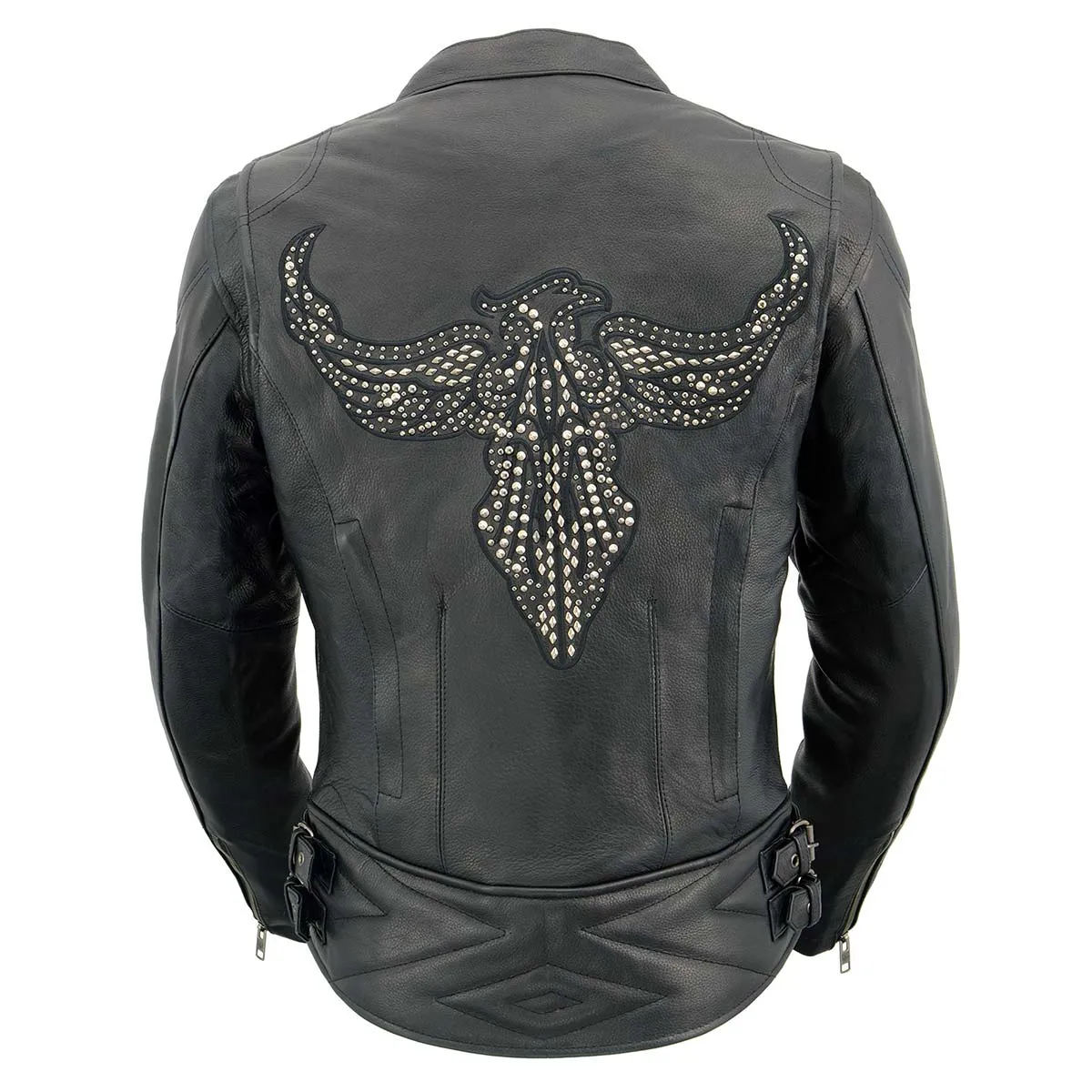 Milwaukee Leather MLL2570 Women's Black 'Phoenix Embroidered' Leather Motorcycle Jacket