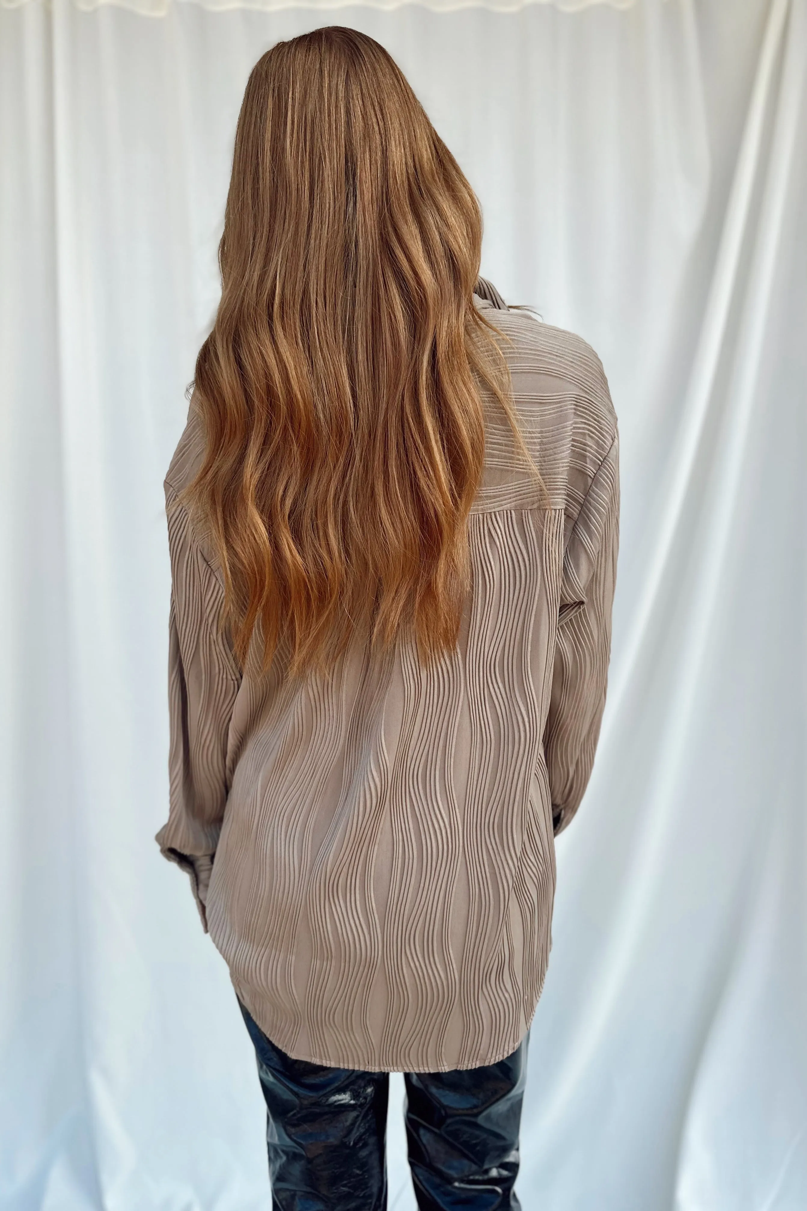 Mocha Textured Button Down- FINAL SALE