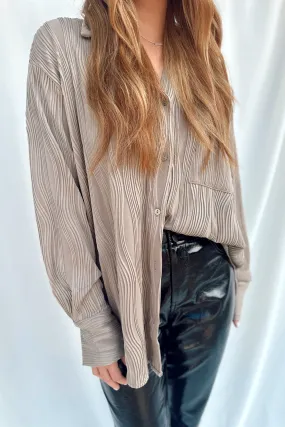 Mocha Textured Button Down- FINAL SALE