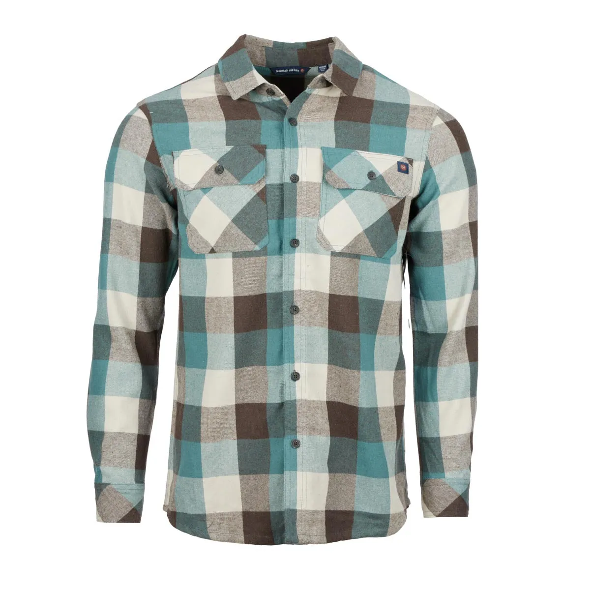 Mountain and Isles Men's 2-Pocket Brushed Cotton Button Down Flannel Shirt