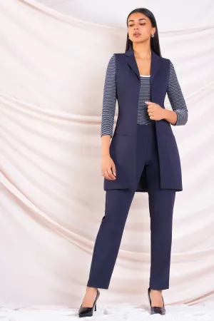 Navy Longline Waistcoat