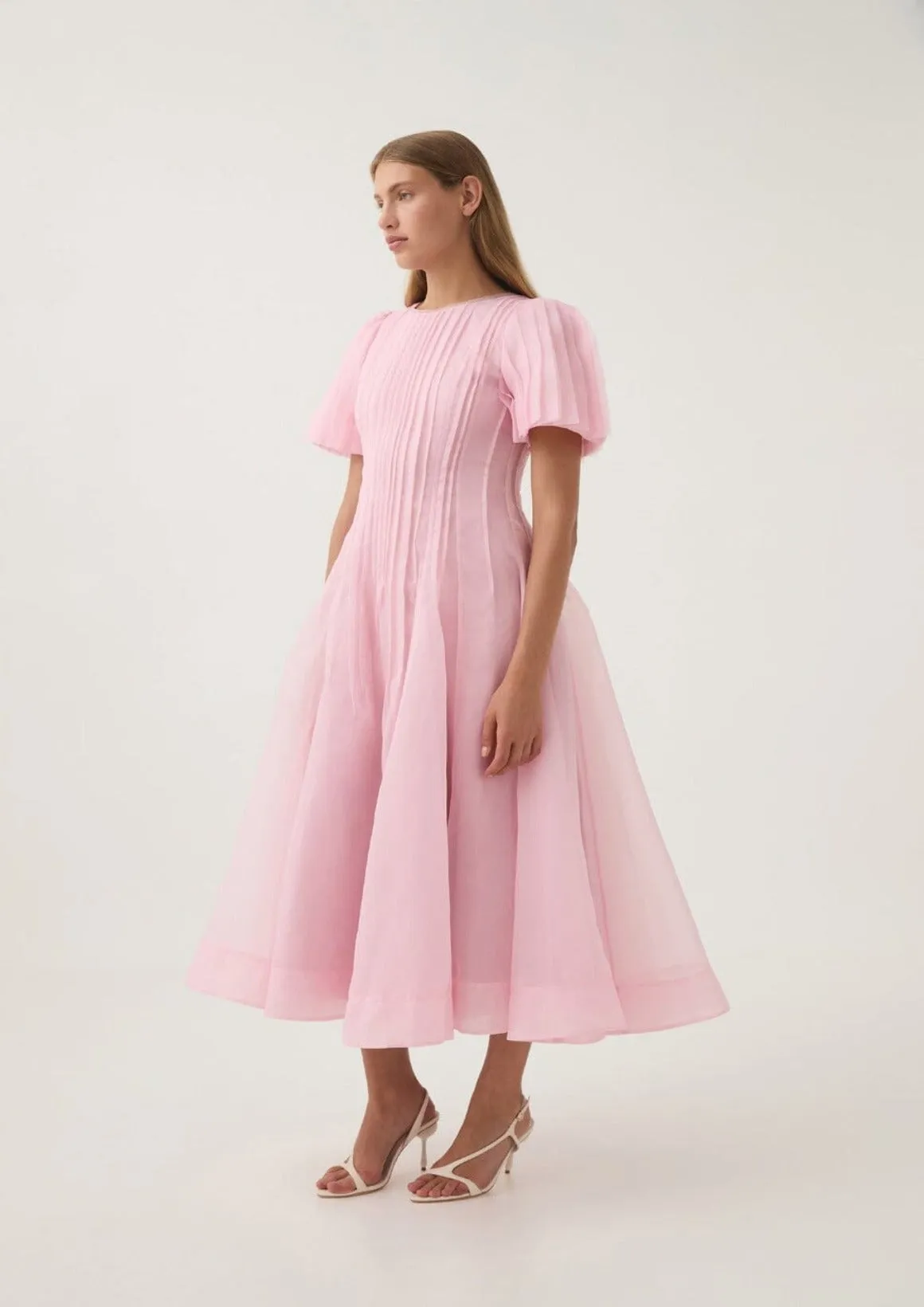 Nova Pleated Midi Dress - Pink