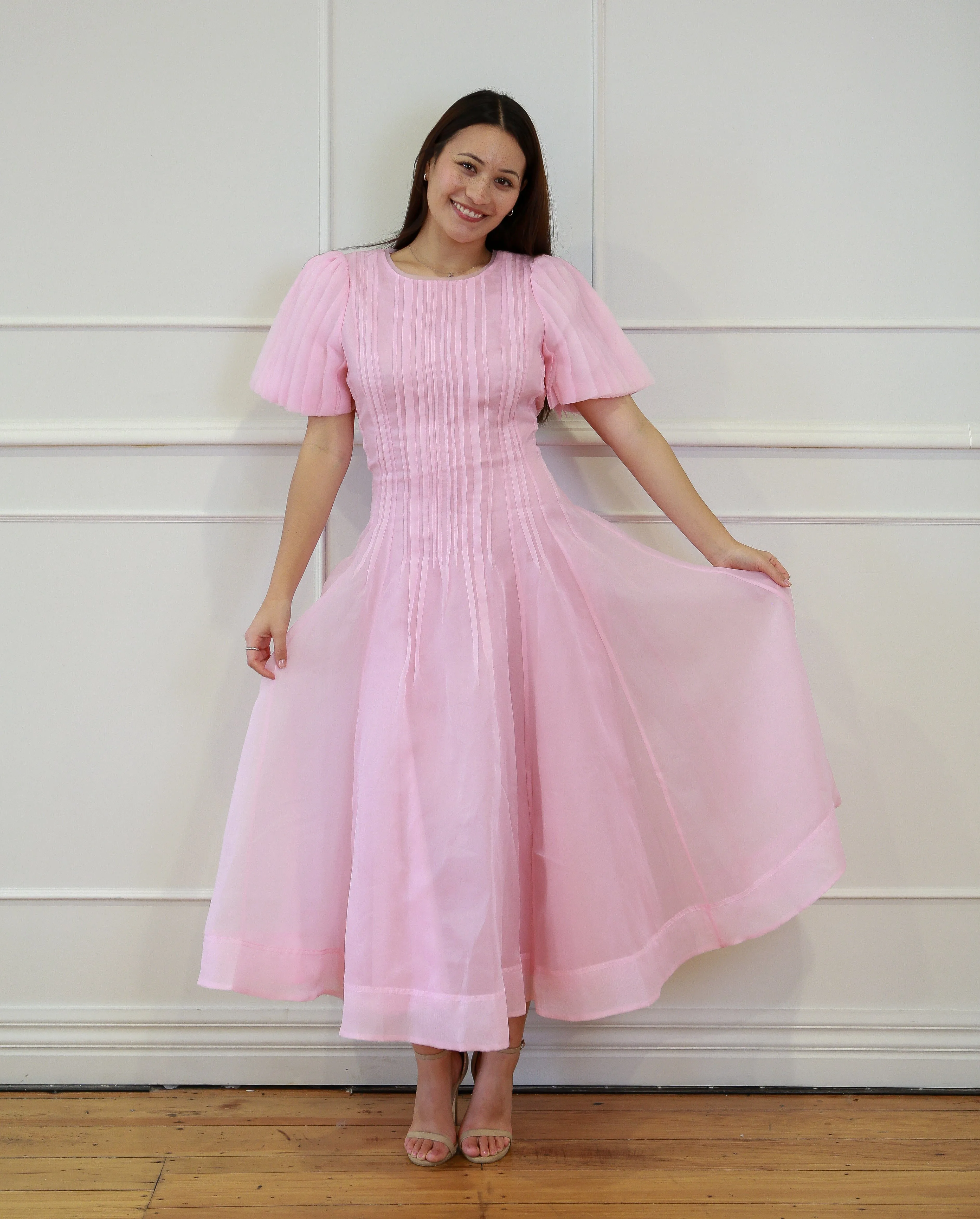 Nova Pleated Midi Dress - Pink