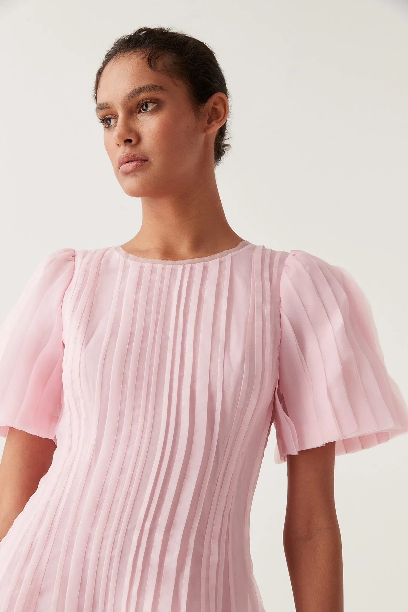 Nova Pleated Midi Dress - Pink