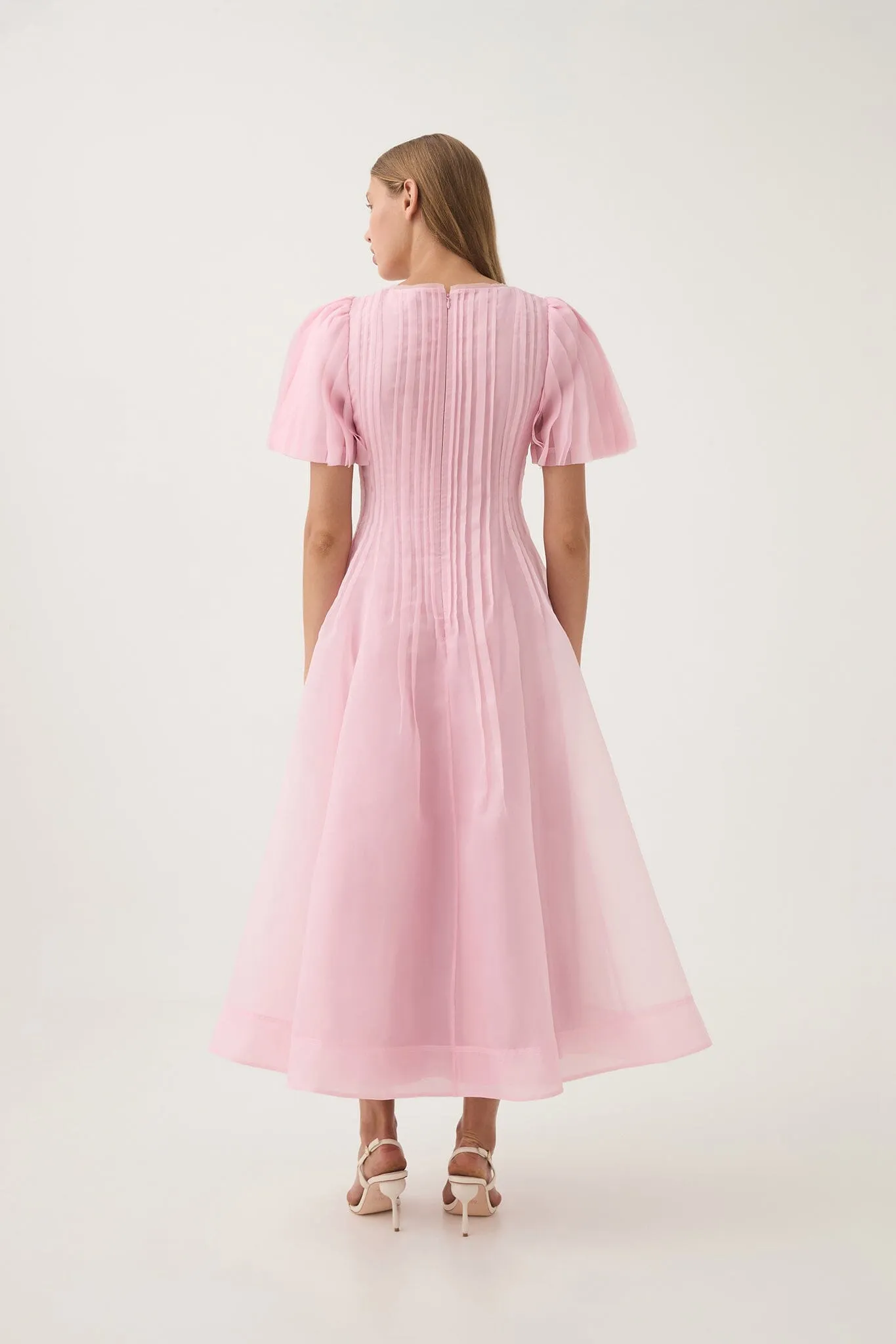 Nova Pleated Midi Dress - Pink