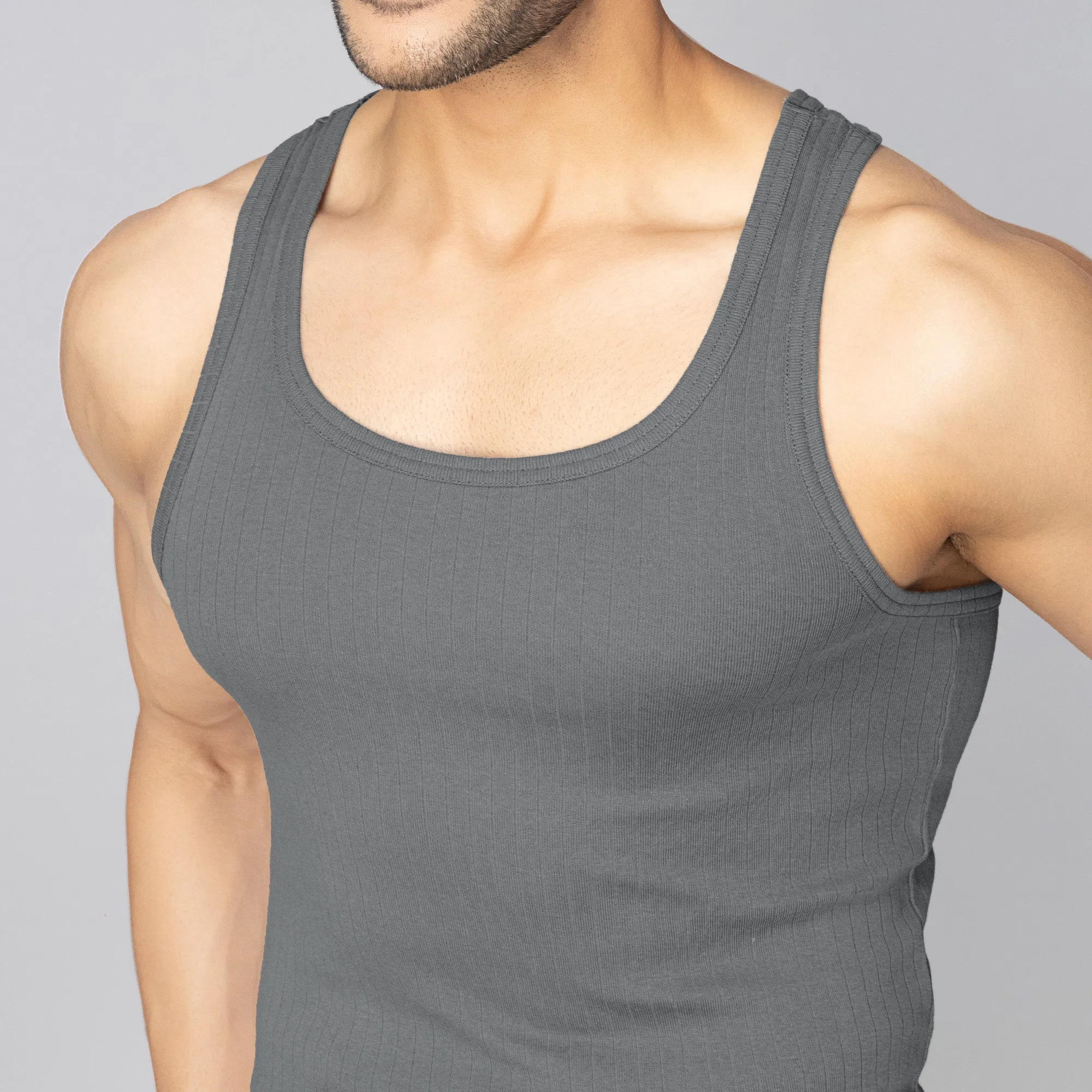 Nova Round Neck Racer Back Vest Ash Grey