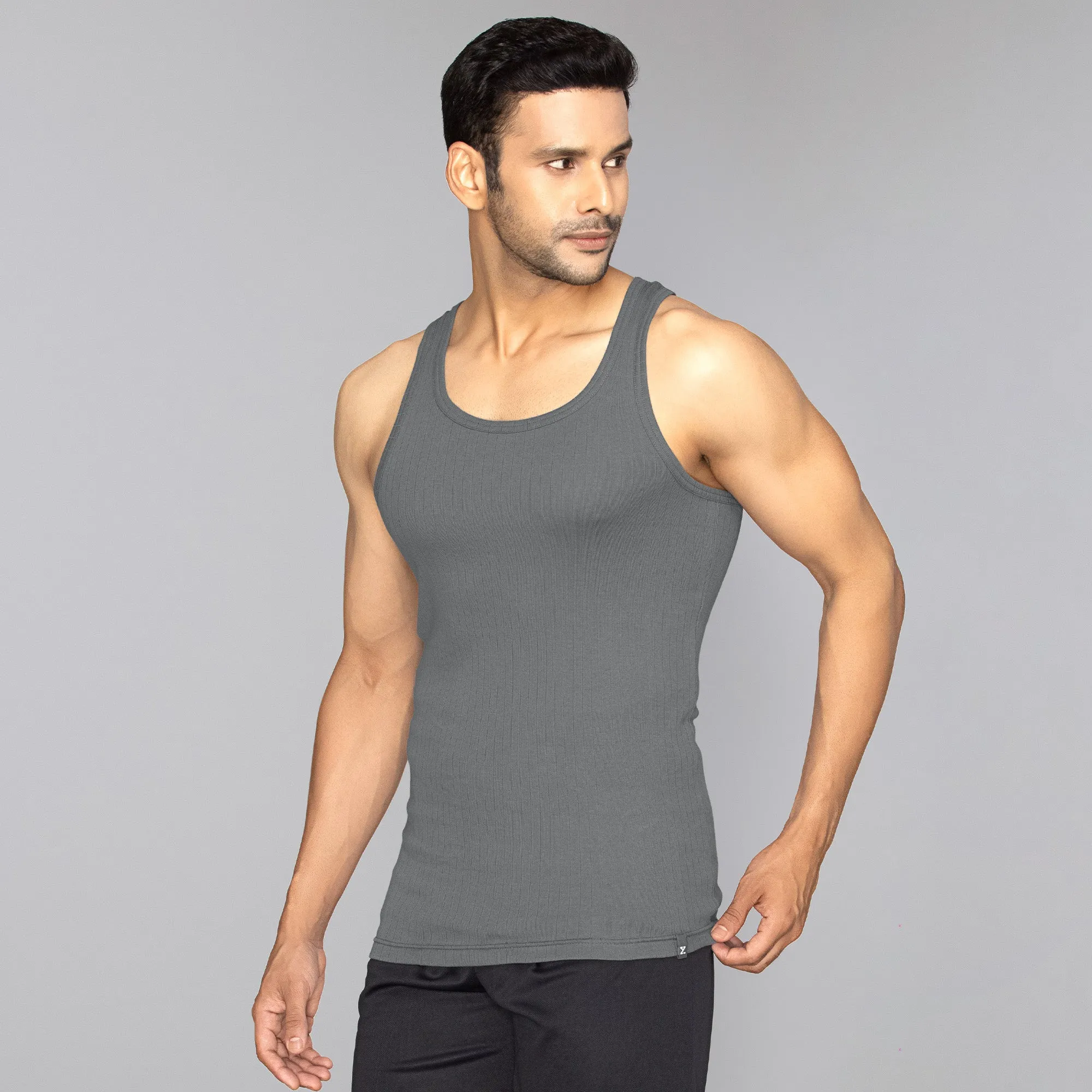 Nova Round Neck Racer Back Vest Ash Grey