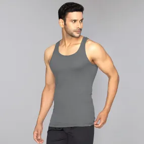 Nova Round Neck Racer Back Vest Ash Grey