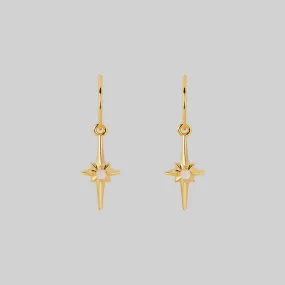 Opalite Hoop Earrings in Gold with Star Flare Design - Nova