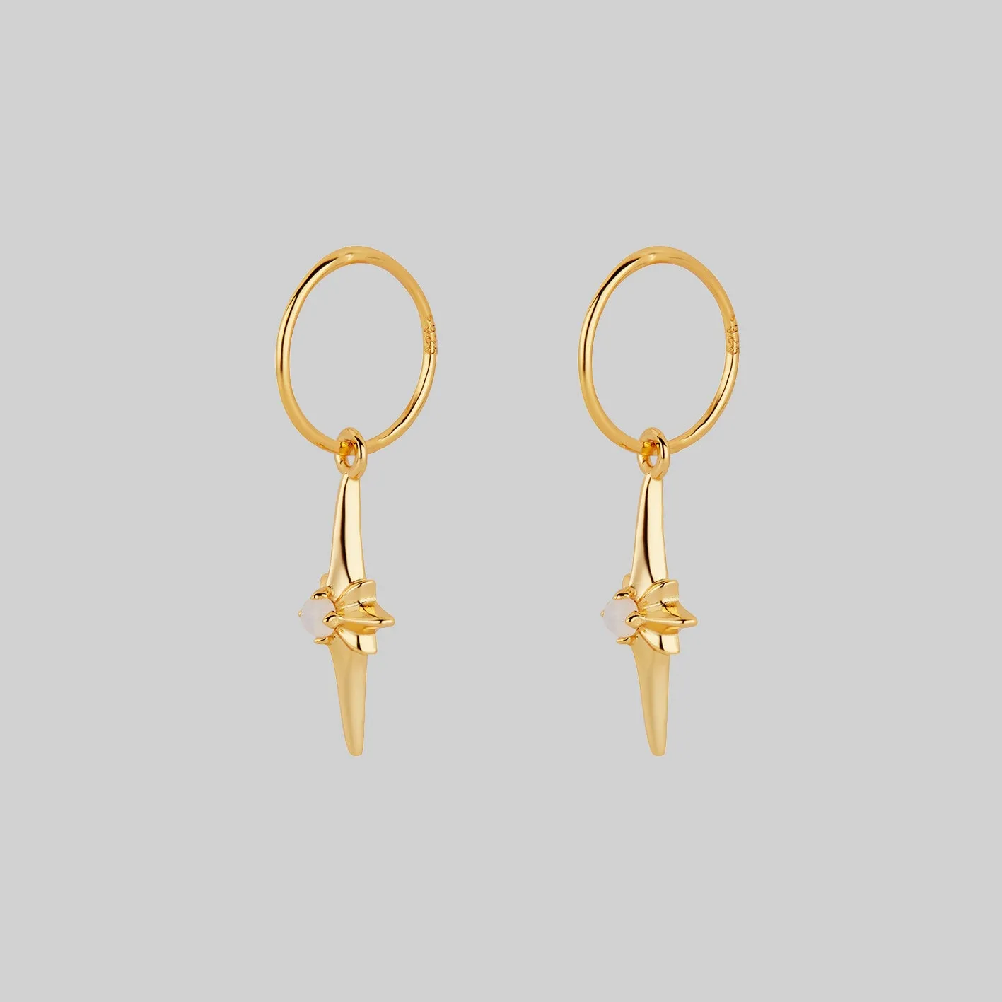 Opalite Hoop Earrings in Gold with Star Flare Design - Nova