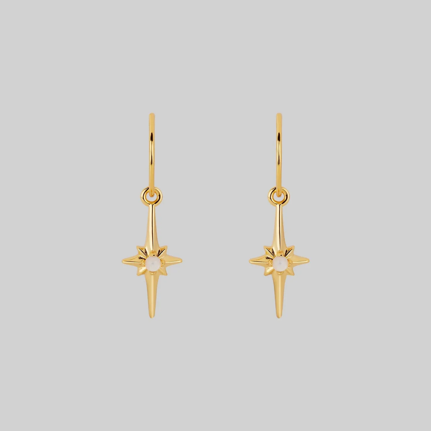 Opalite Hoop Earrings in Gold with Star Flare Design - Nova