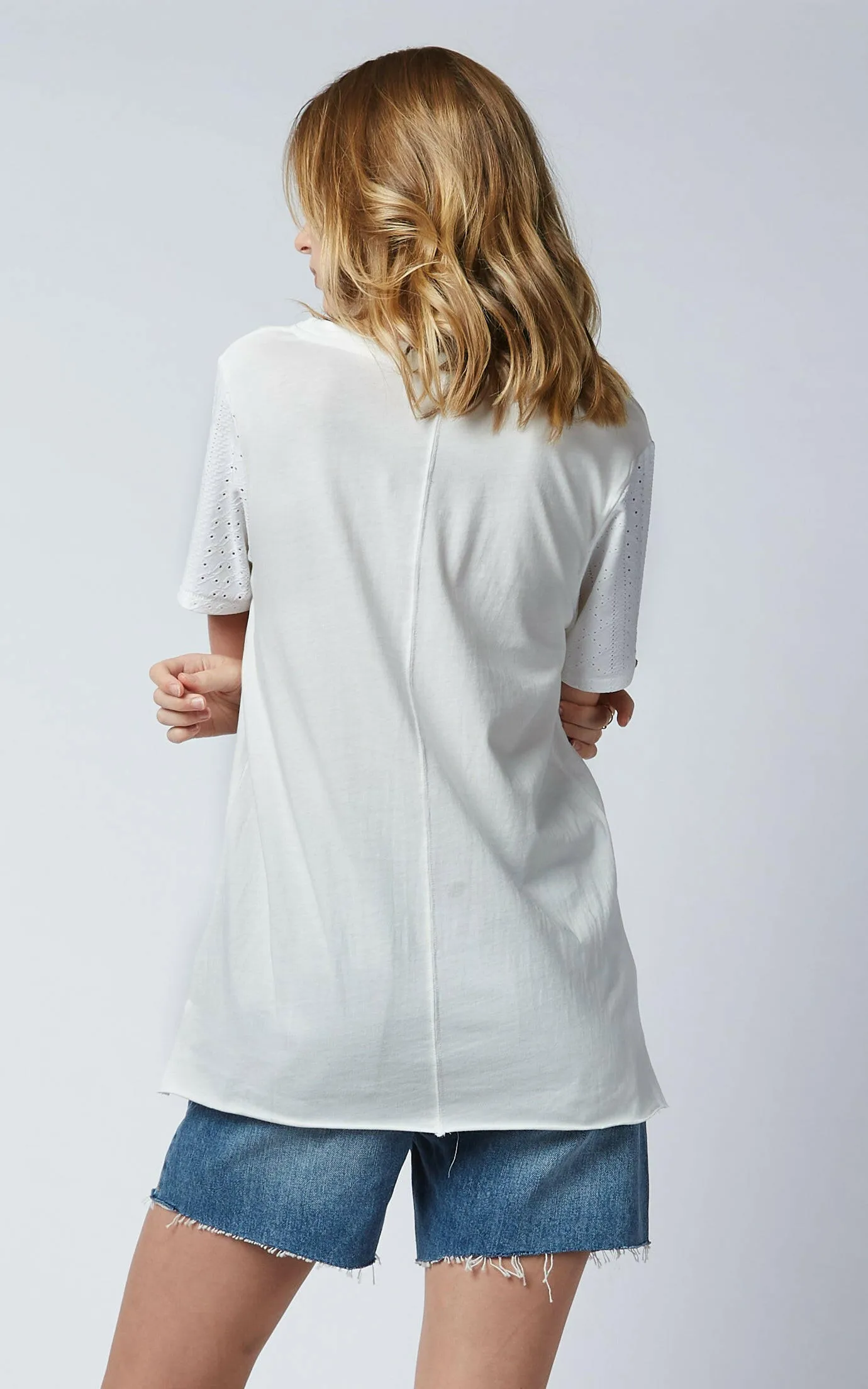 Nova White Broderie Loose Tee