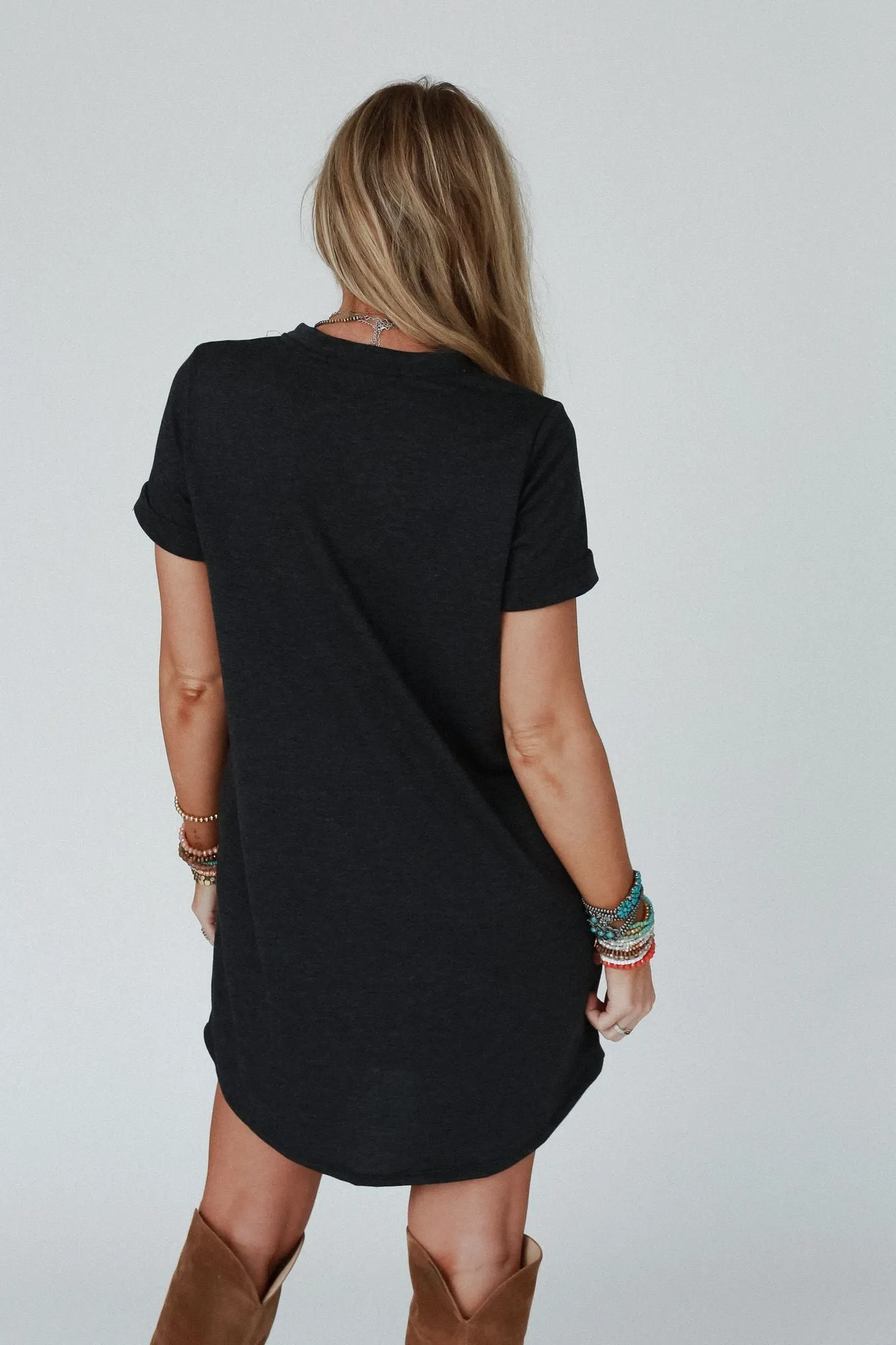 On The Daily Pocket Tee Dress - Charcoal 2Tone