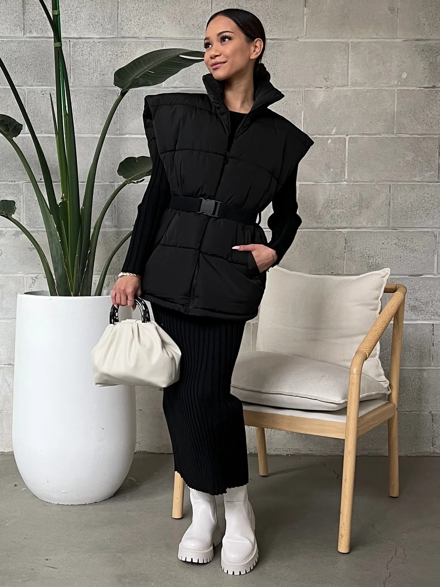 ONLY Gabi Belted Puffer Vest