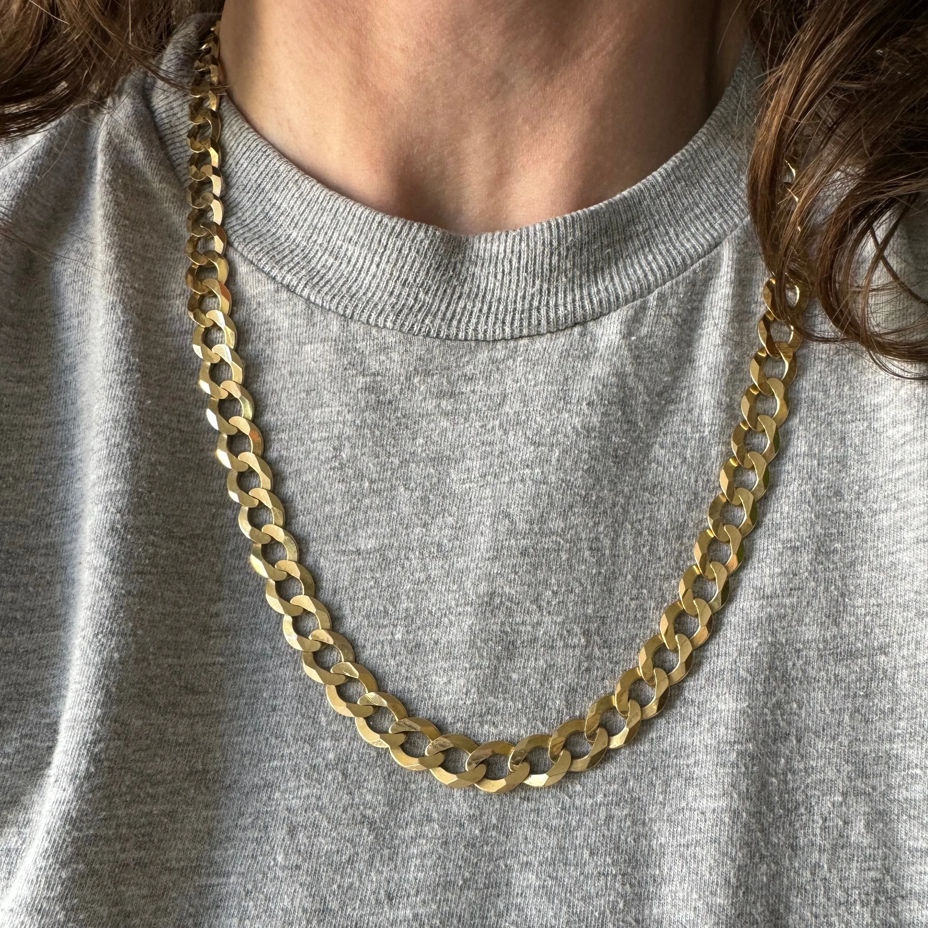 P R E - L O V E D // one and done chain collection / 14k flat wide curb chain / 22.25, 48g