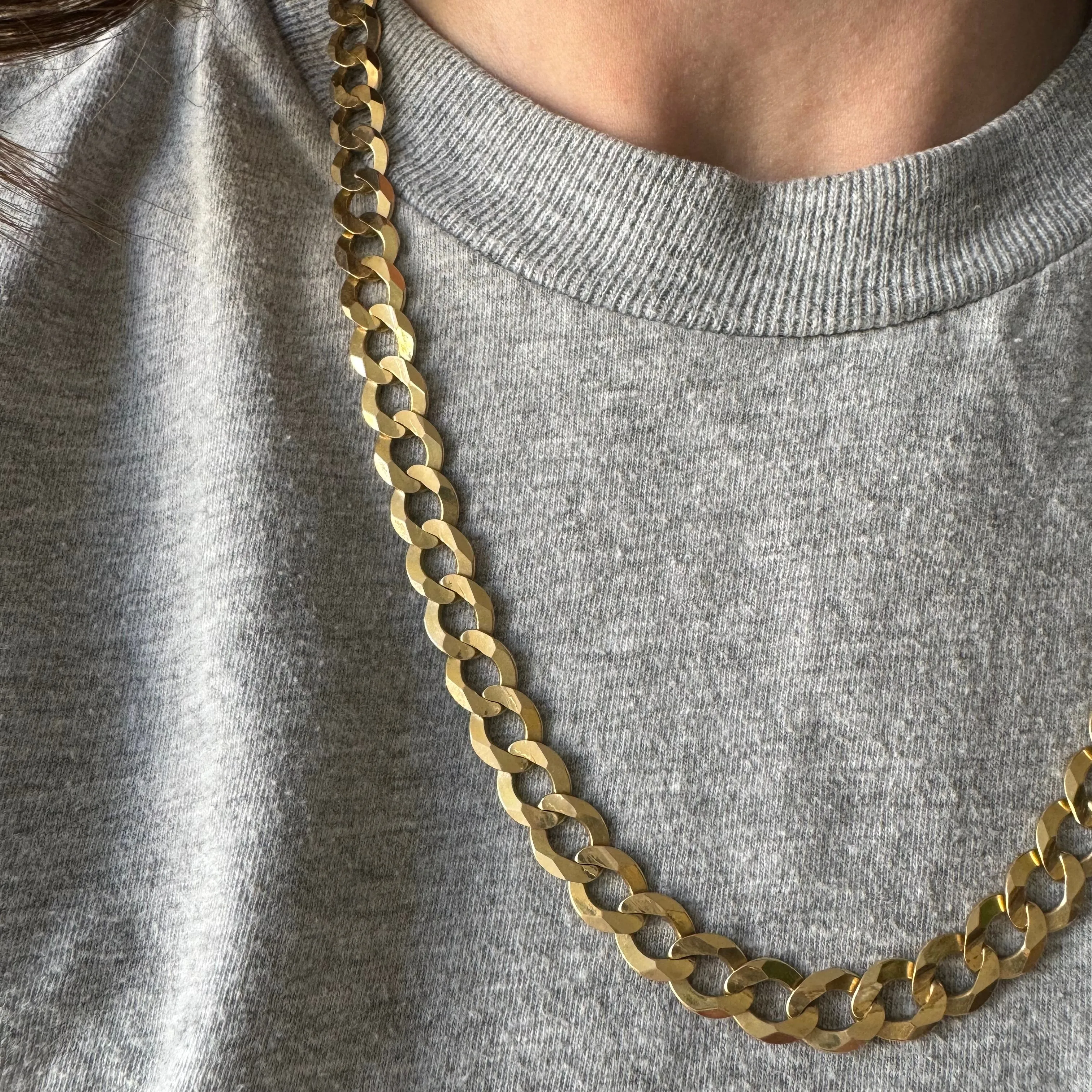 P R E - L O V E D // one and done chain collection / 14k flat wide curb chain / 22.25, 48g