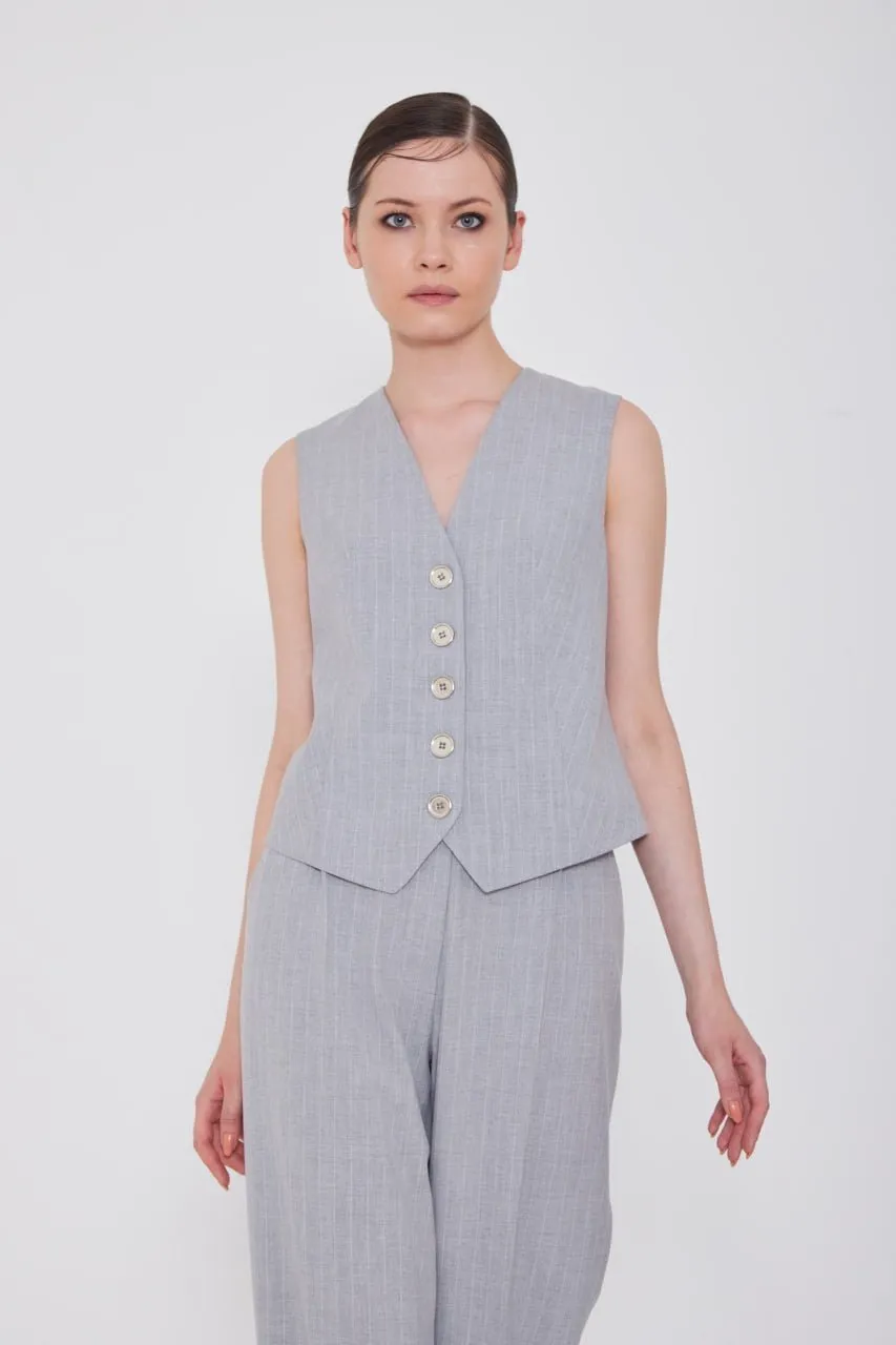 Pin Stripe Vest - Gray