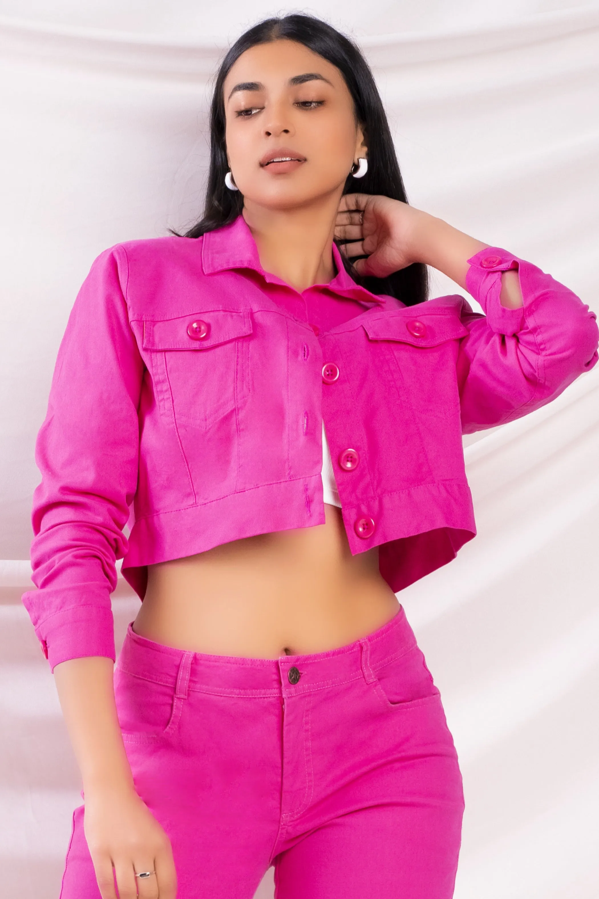 Pink Cropped Jacket