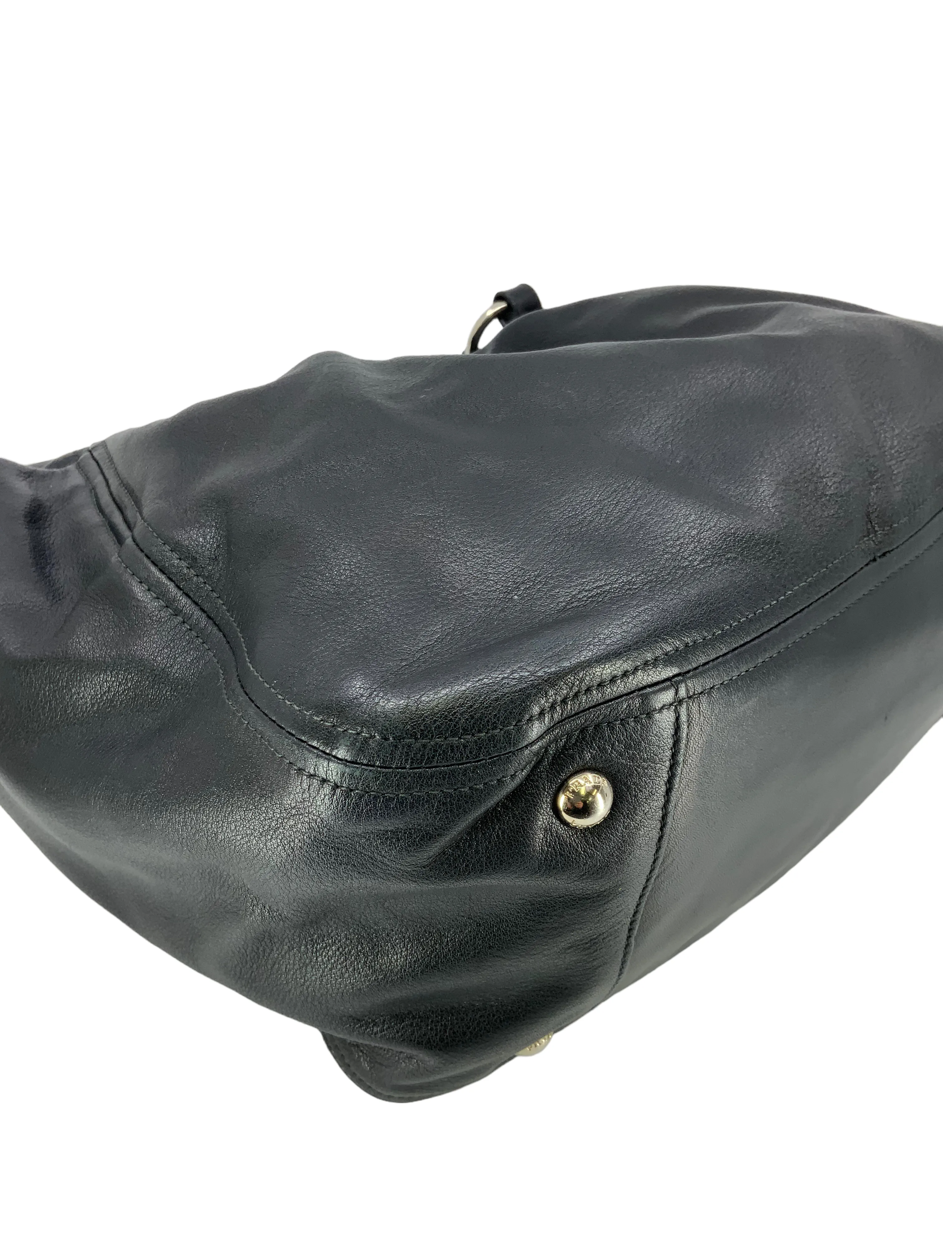 Prada Calfskin Leather Side-Pocket Hobo