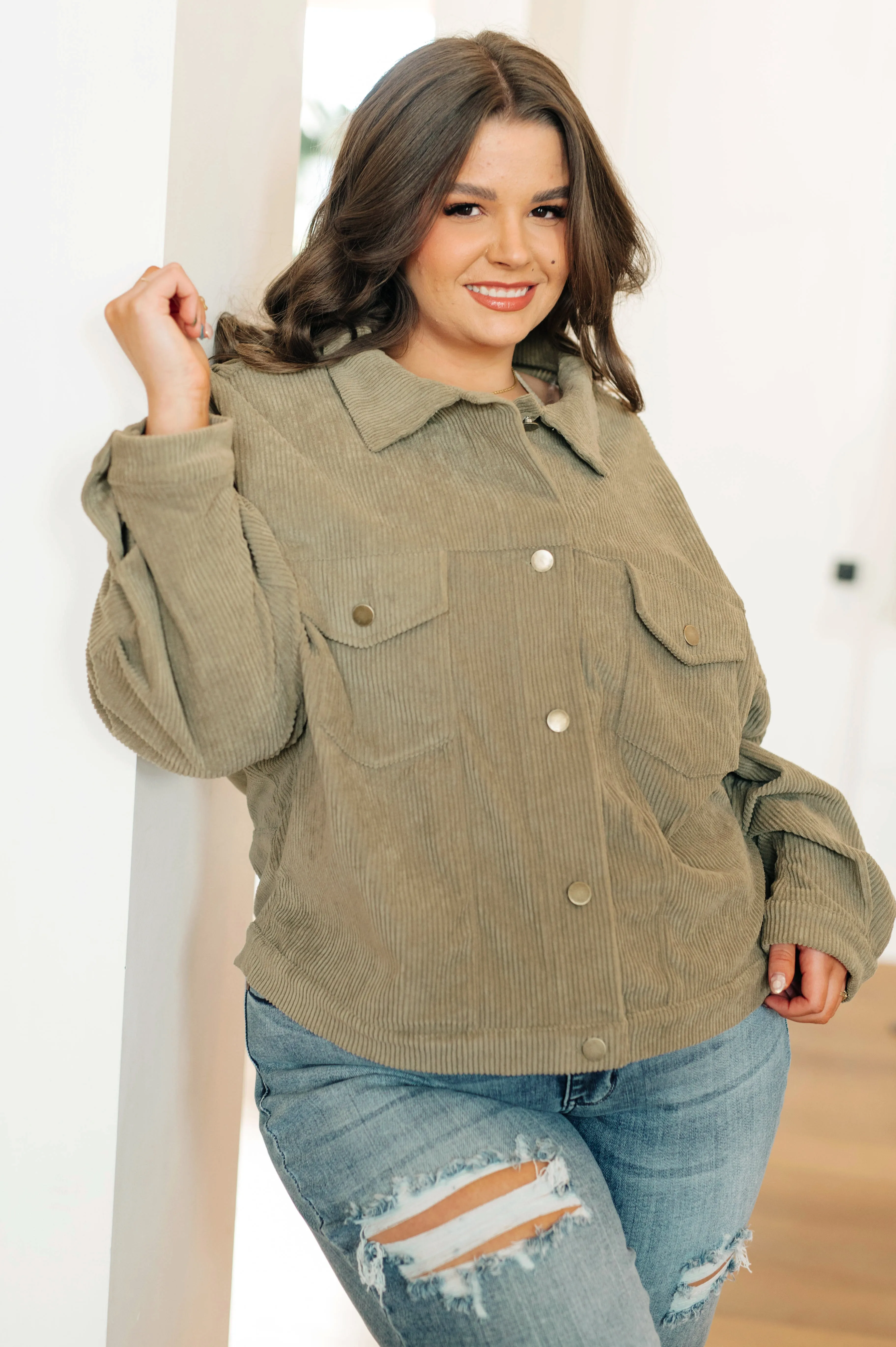 Primrose Corduroy Jacket in Olive