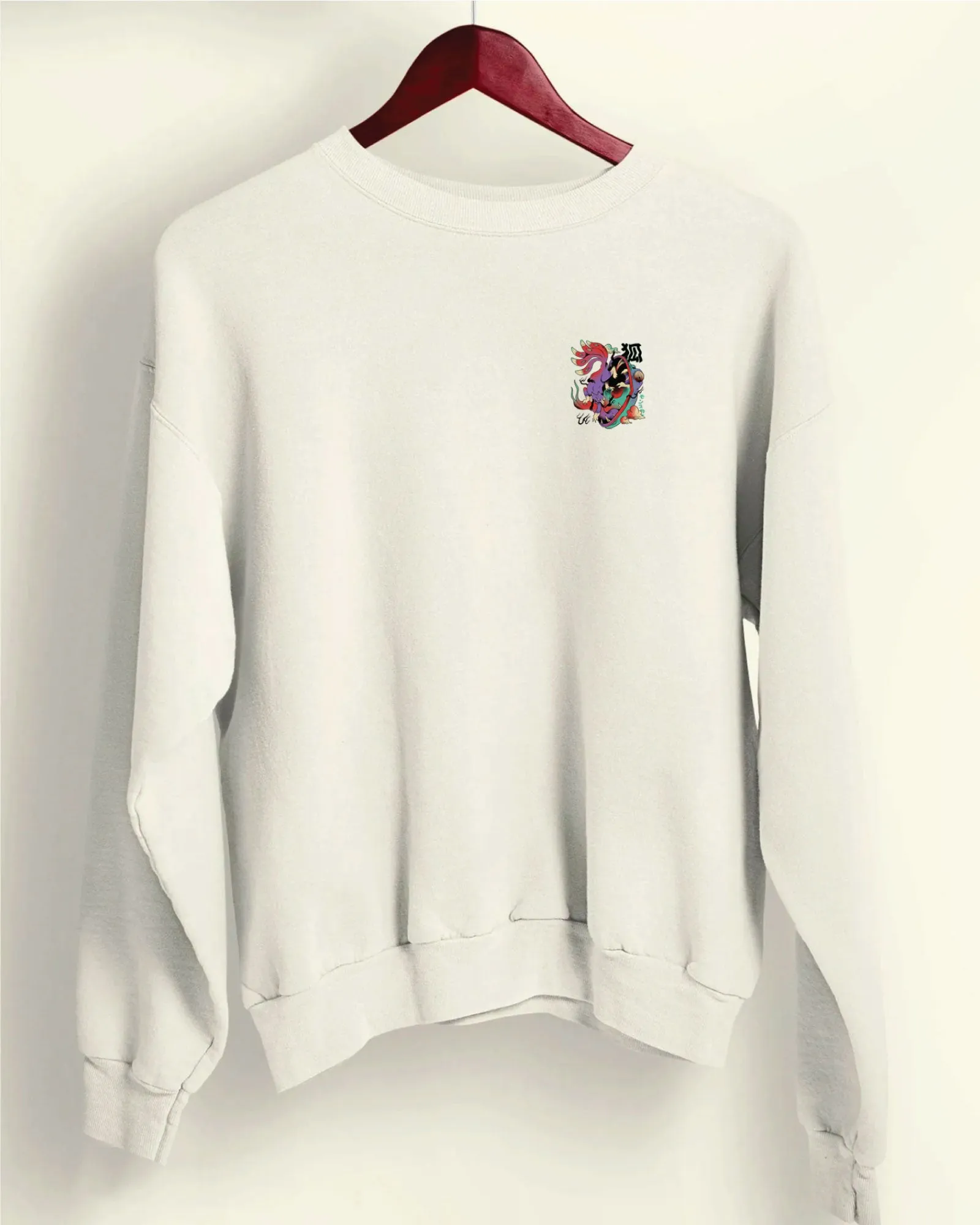 Psychedelic Wolf Drop Shoulder Sweatshirt: Ivory Cream