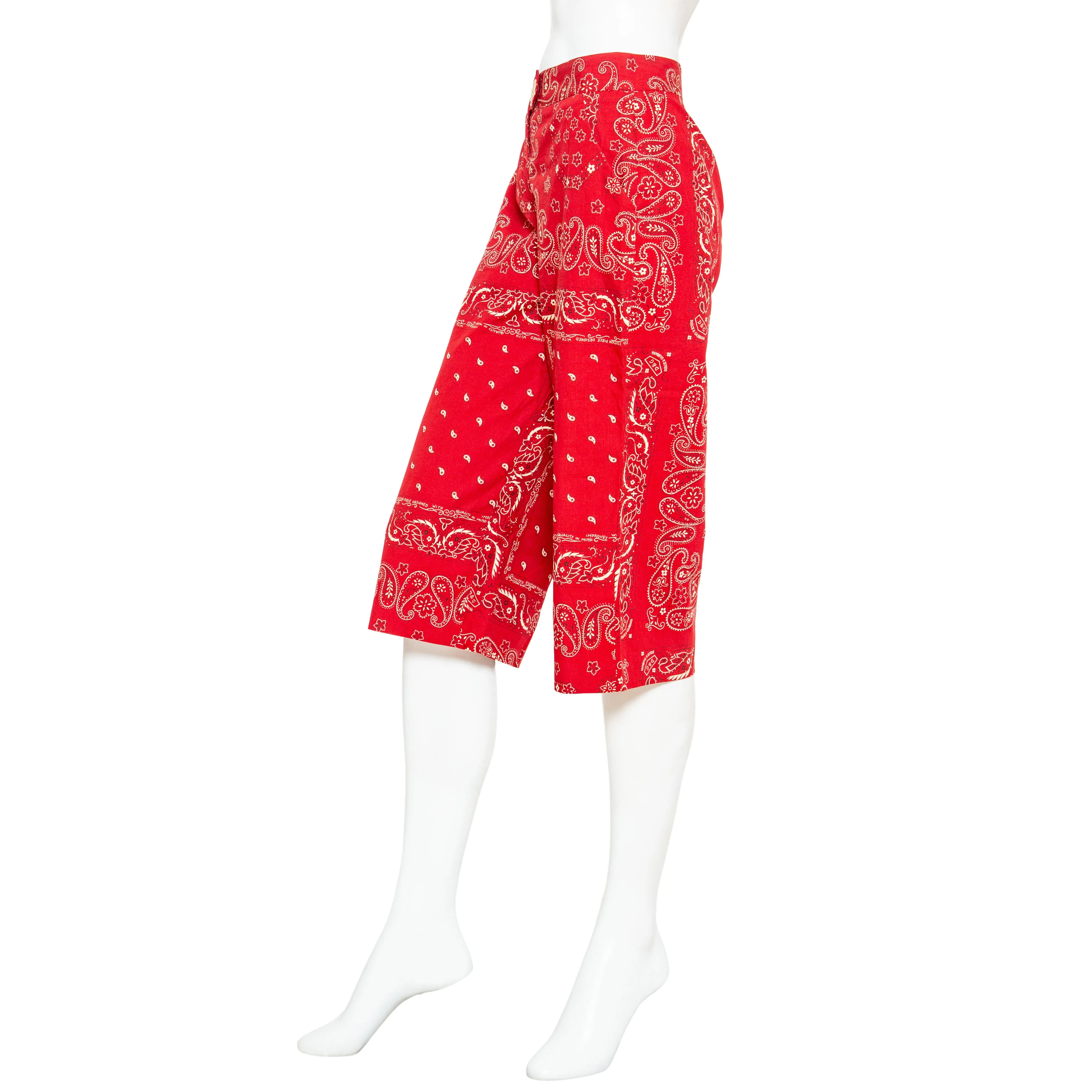 Red Cotton Bandana Shorts