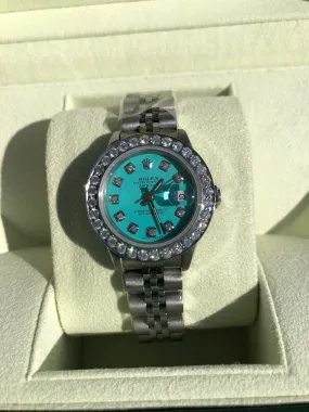 Refurbished/Pre-Owned Custom Women's "Turquoise" Rolex Watch