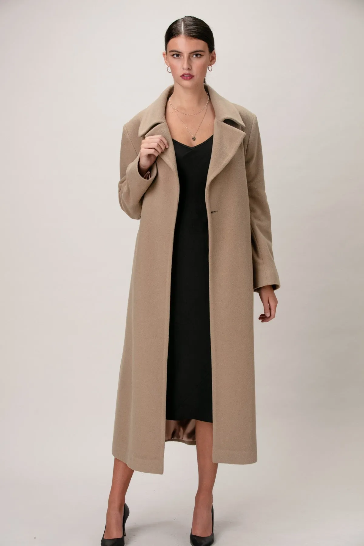 Luxurious SCARLETT Wool & Cashmere Long Wrap Coat - Elegant Design